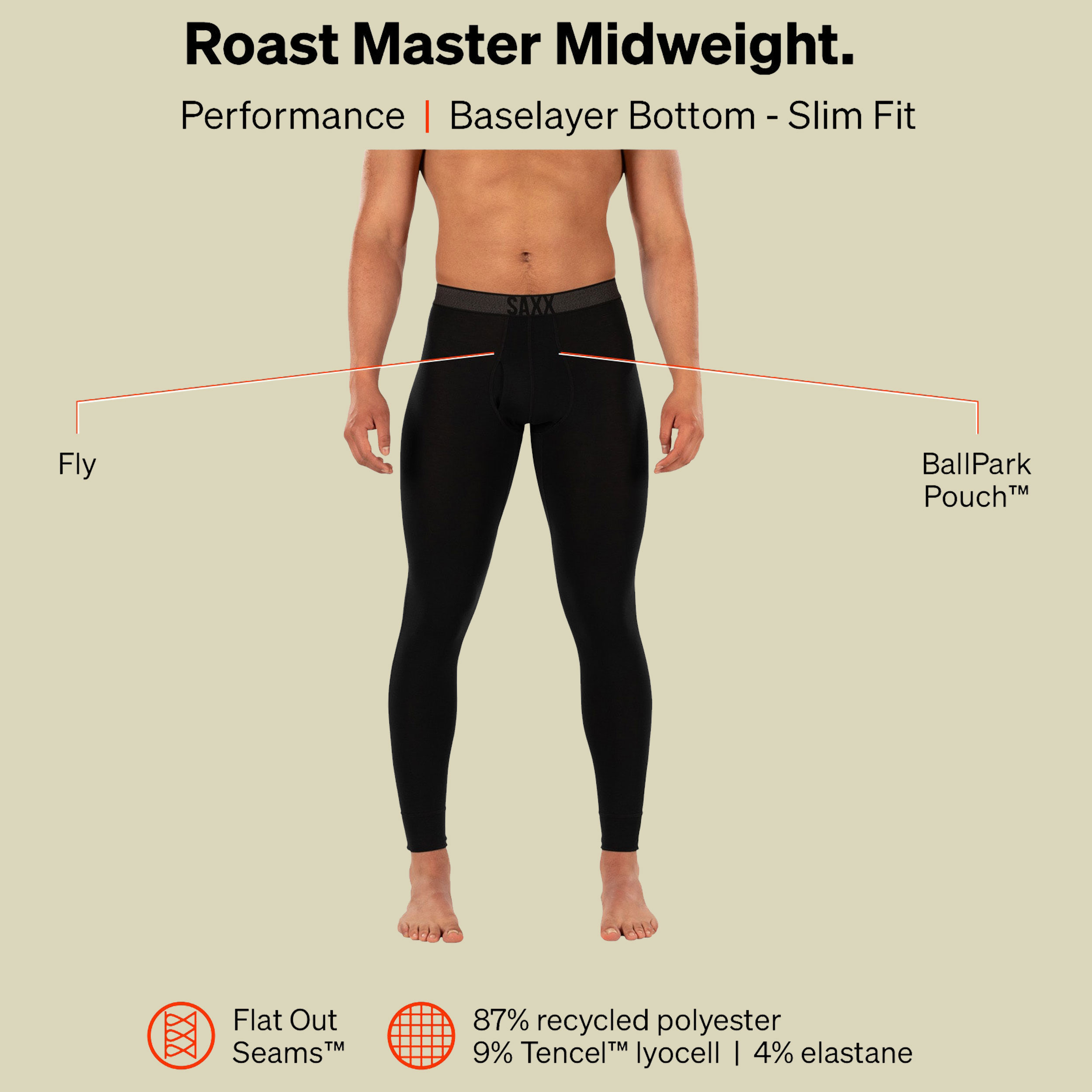 Roast Master Mid-Weight Tights Fly Men Größe M  Farbe black