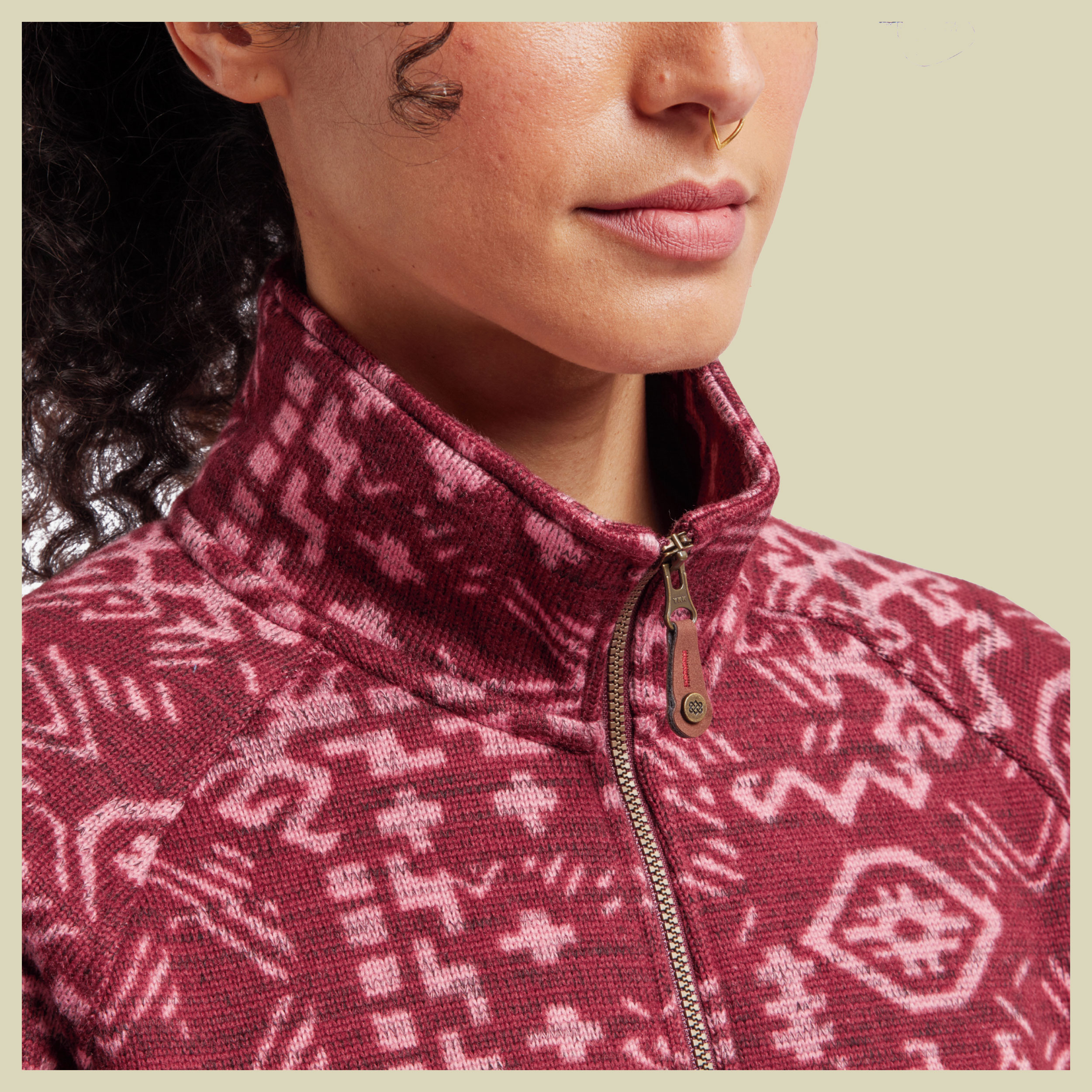 Bhutan Full Zip Jacket Women Größe M  Farbe beet red abstract