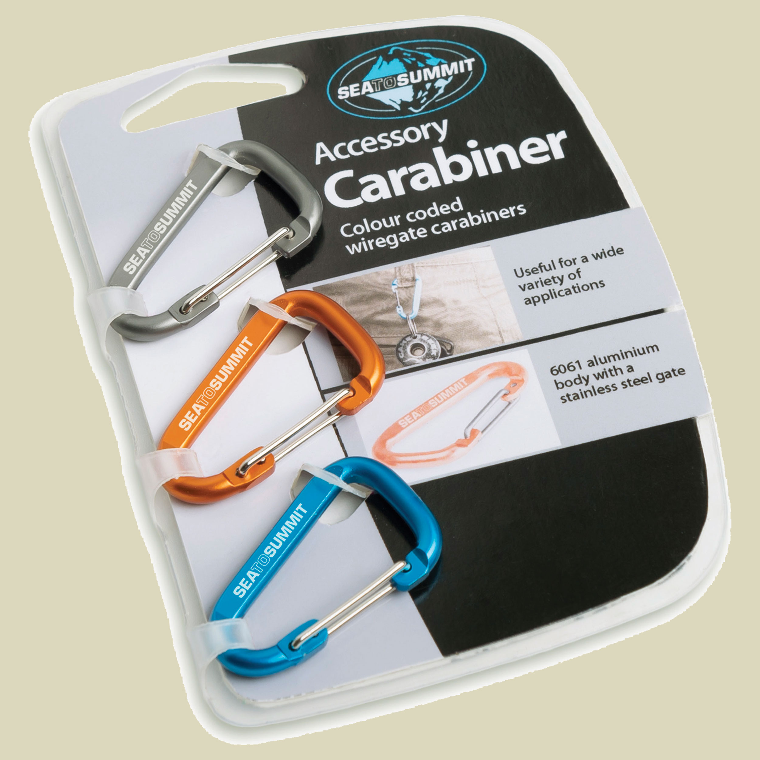 Accessory Carabiner  3-er Pack grey-orange-blue