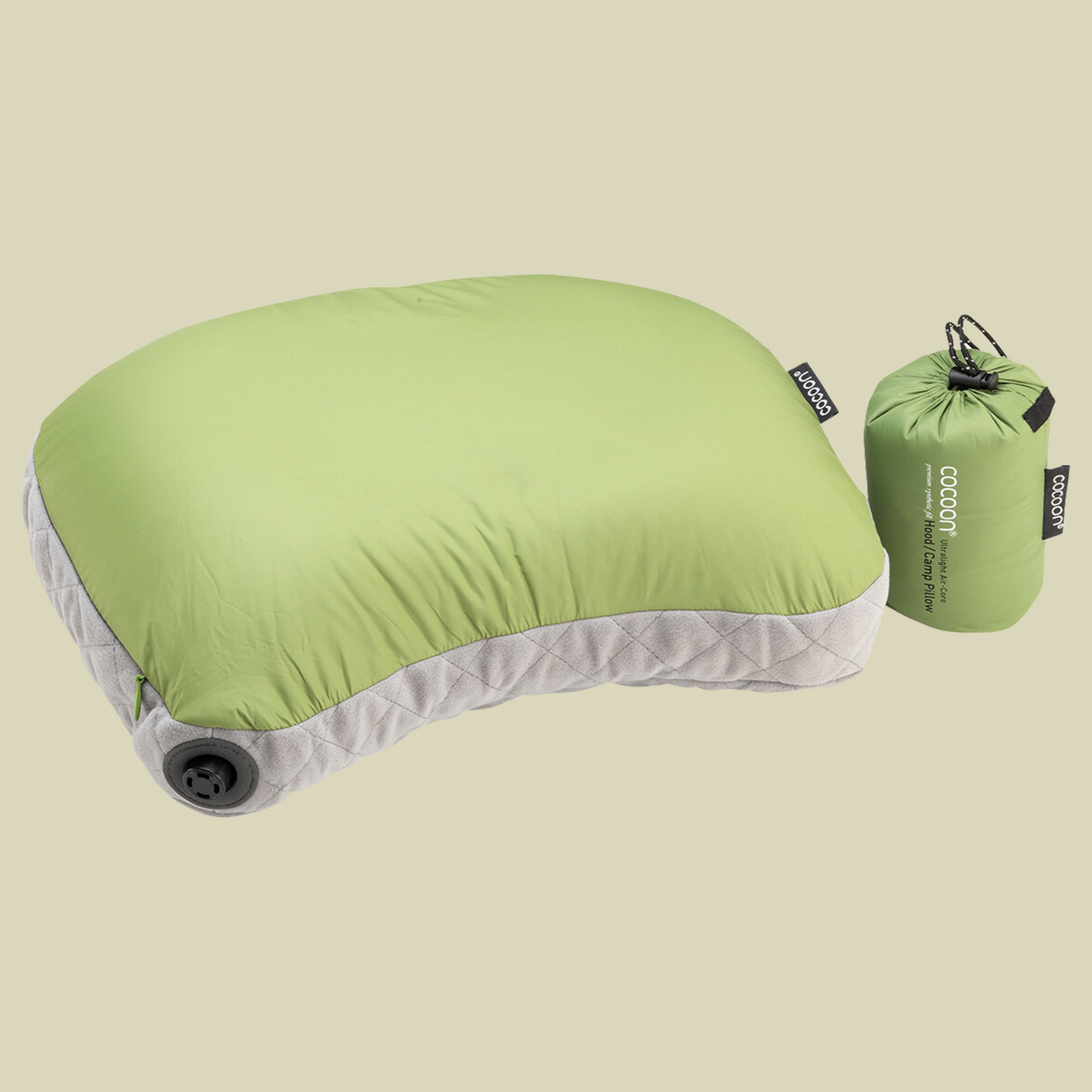 Air-Core Hood / Camp Pillow Größe 28 x 37 cm Farbe wasabi/grey