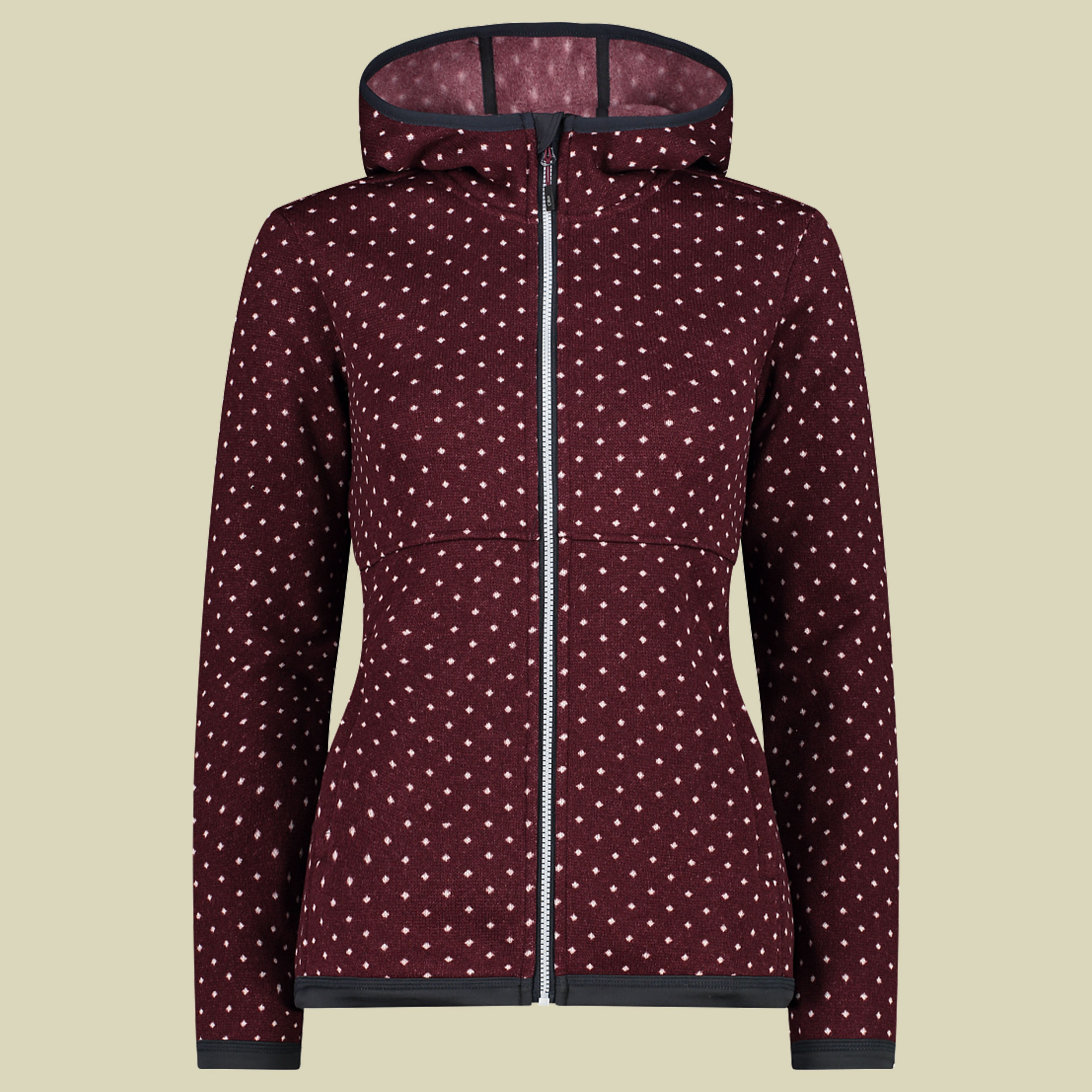 Woman Jacket Fix Hood Jacquard Knitted 33H1966 Größe 44 Farbe burgundy-bianco