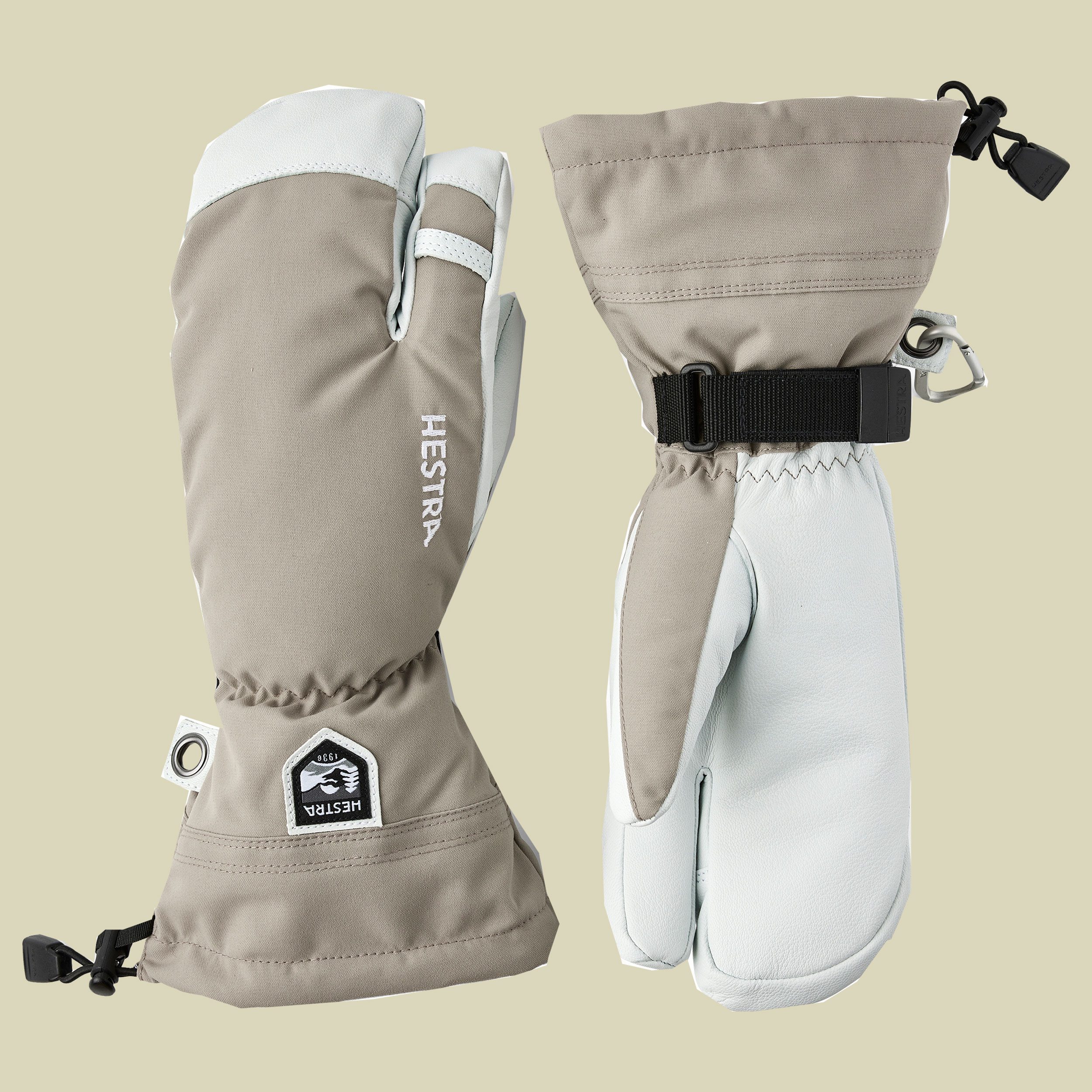 Army Leather Heli Ski 3-Finger grün 9 - Farbe khaki