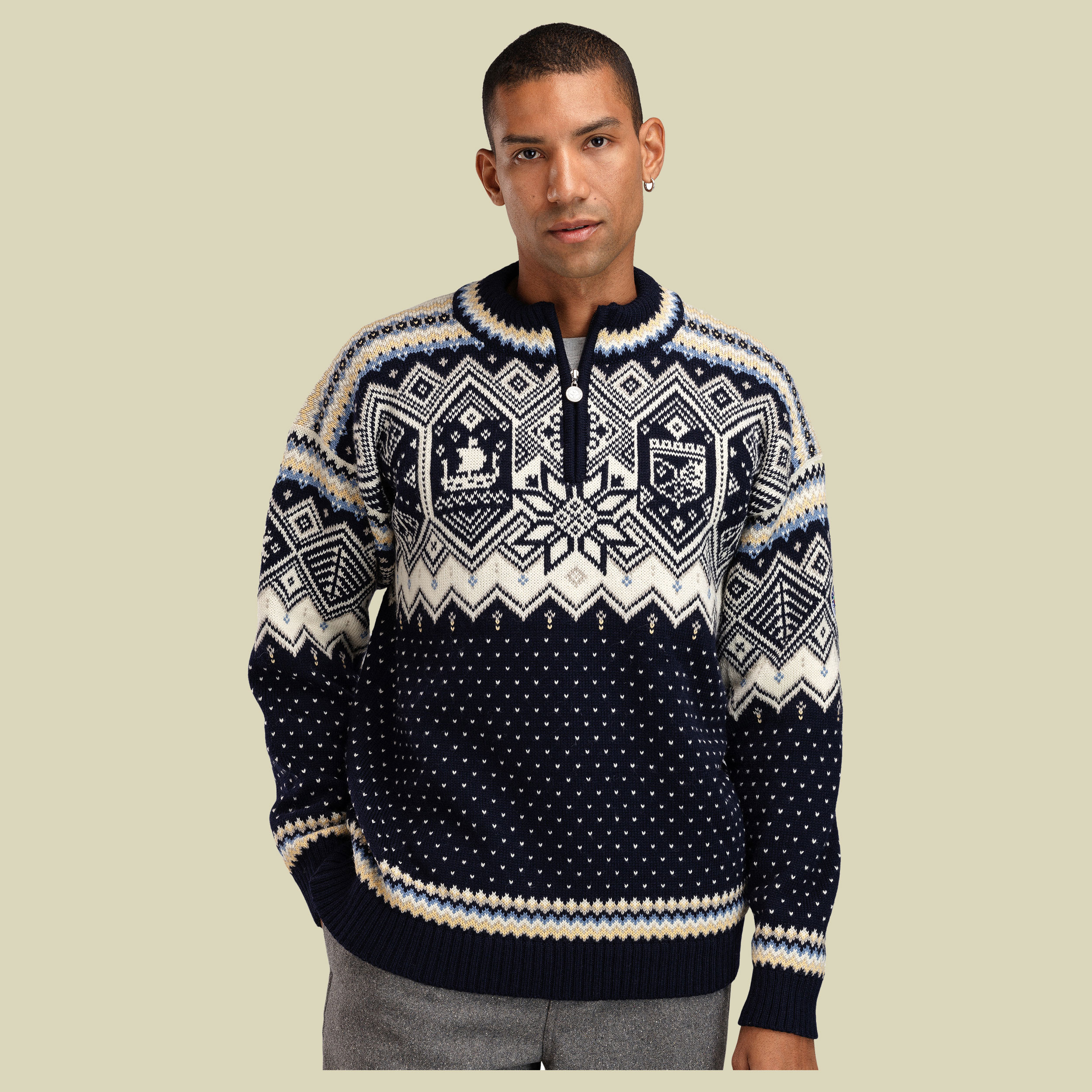 Trondheim Sweater Men XL blau - navy/off white/sand mel
