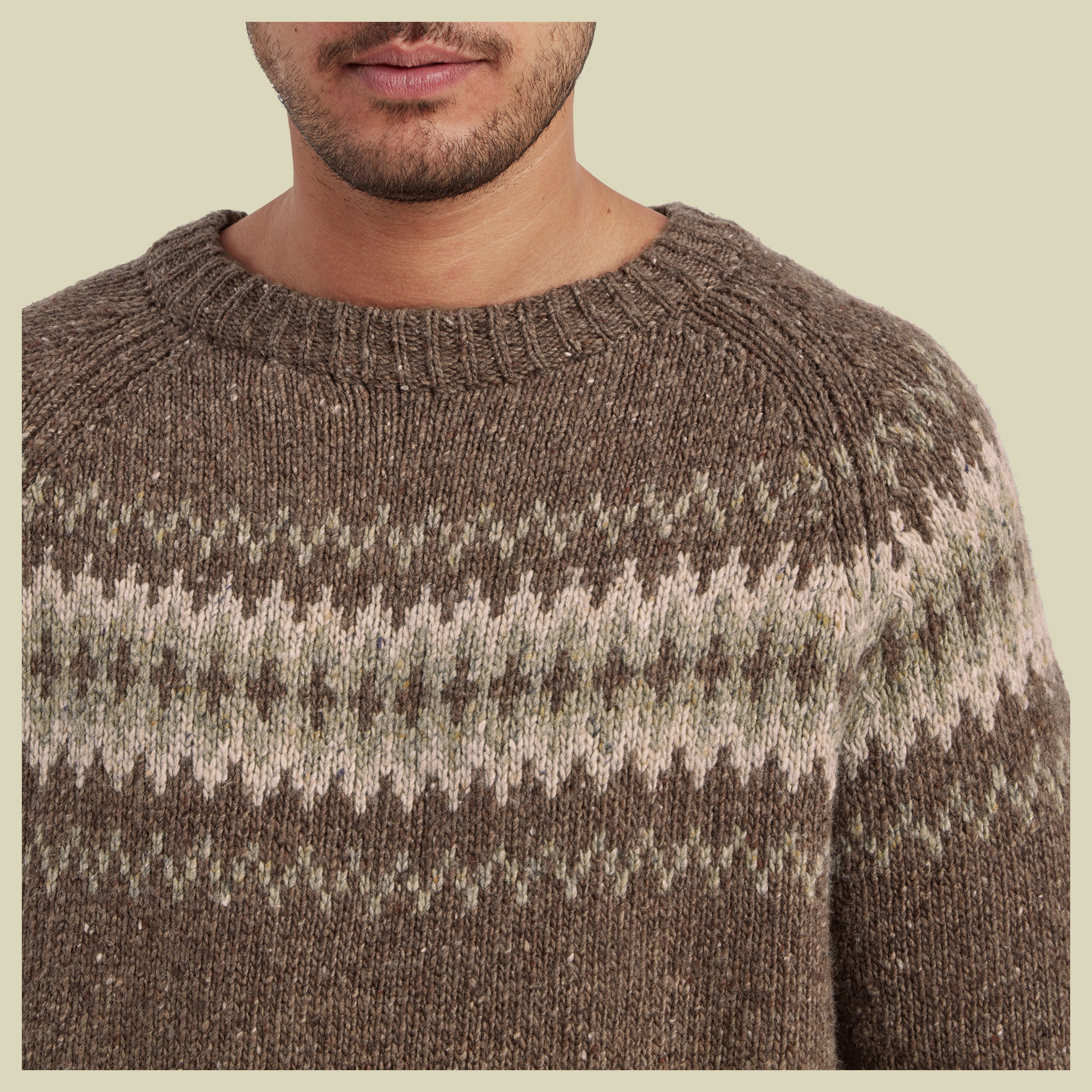 Dumji Crew Sweater Men braun M - cappuccino multi