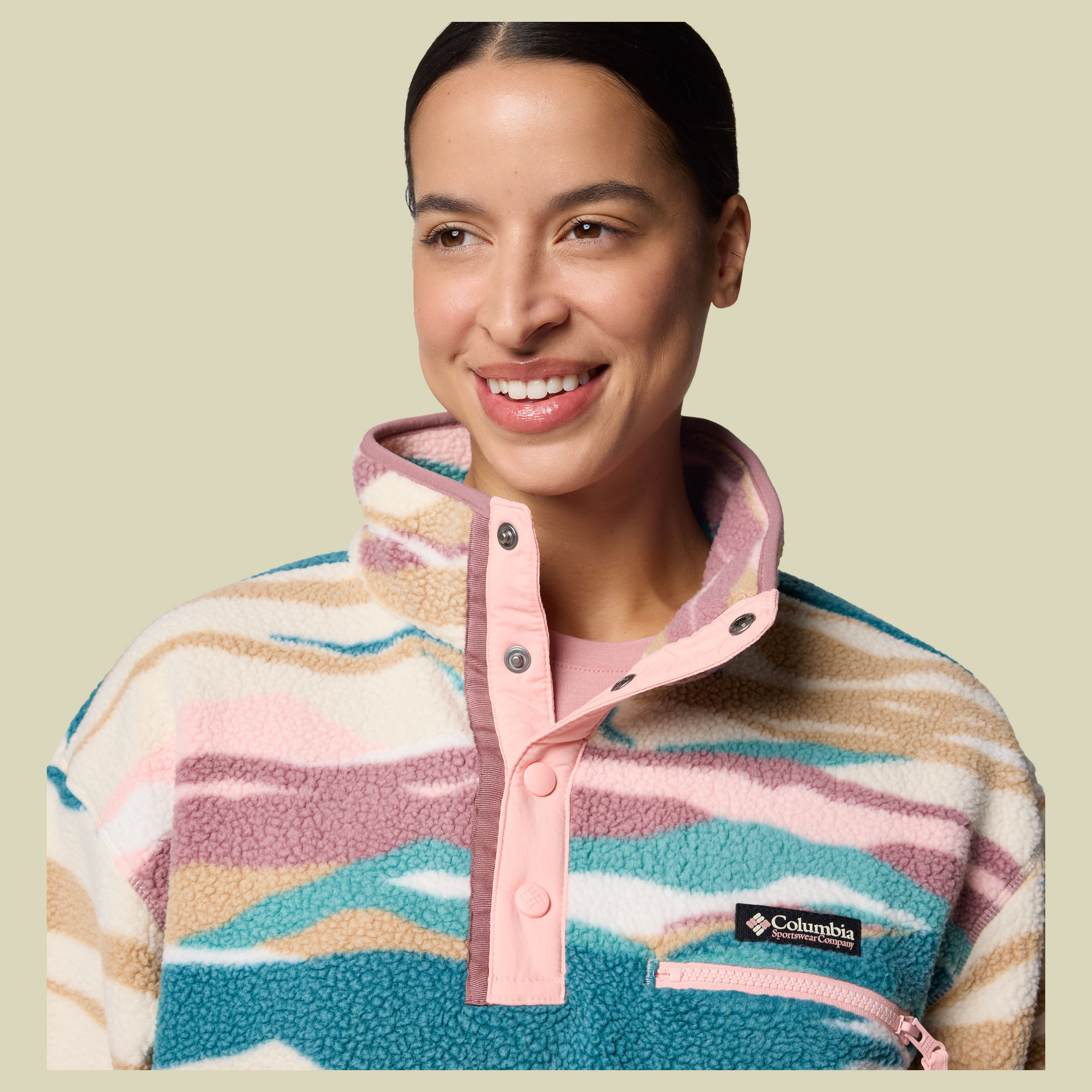 Helvetia II Printed Cropped Half Snap Women L beige - river blue rogue valley