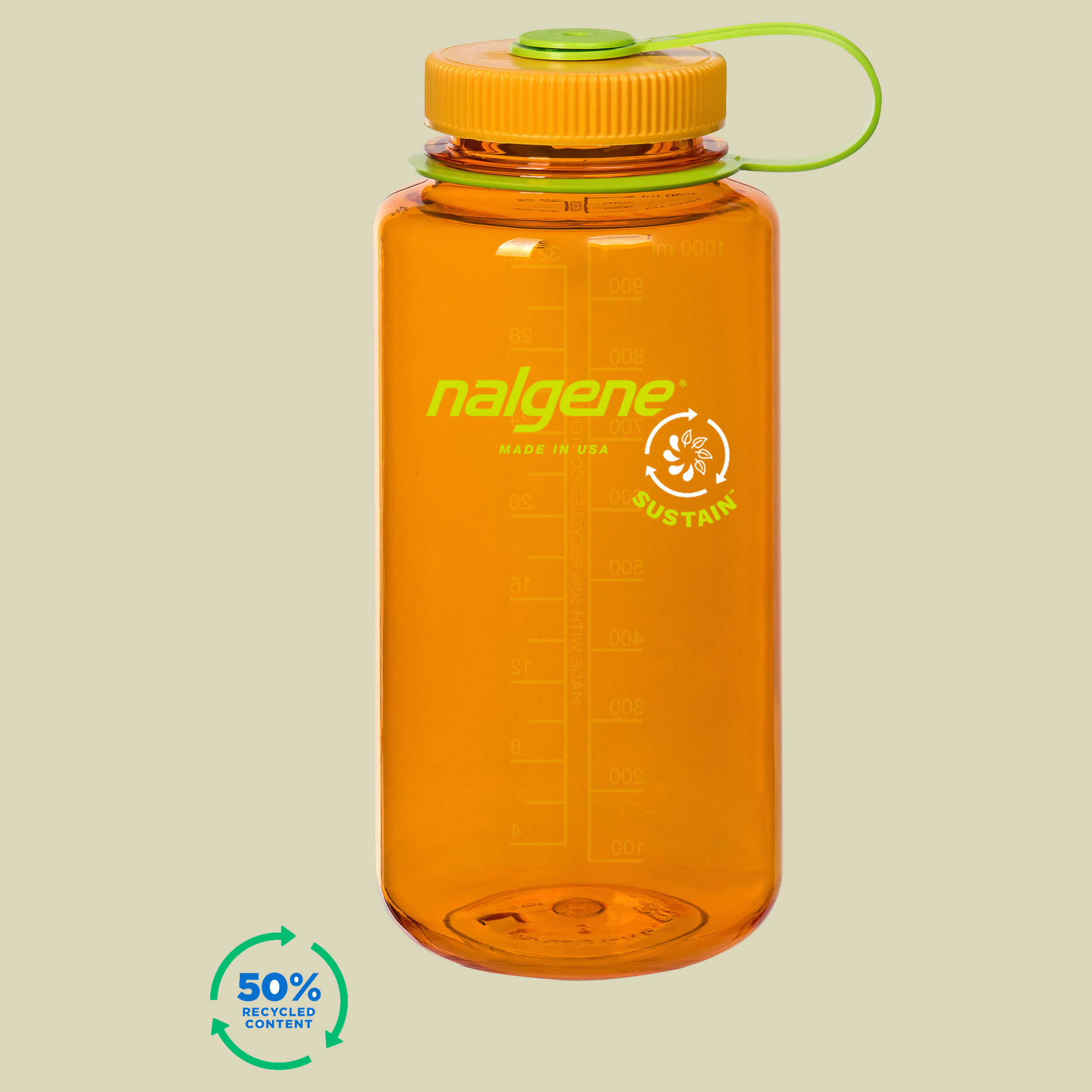 Nalgene Weithalsflasche WH Sustain Volumen 1000 Farbe clementine