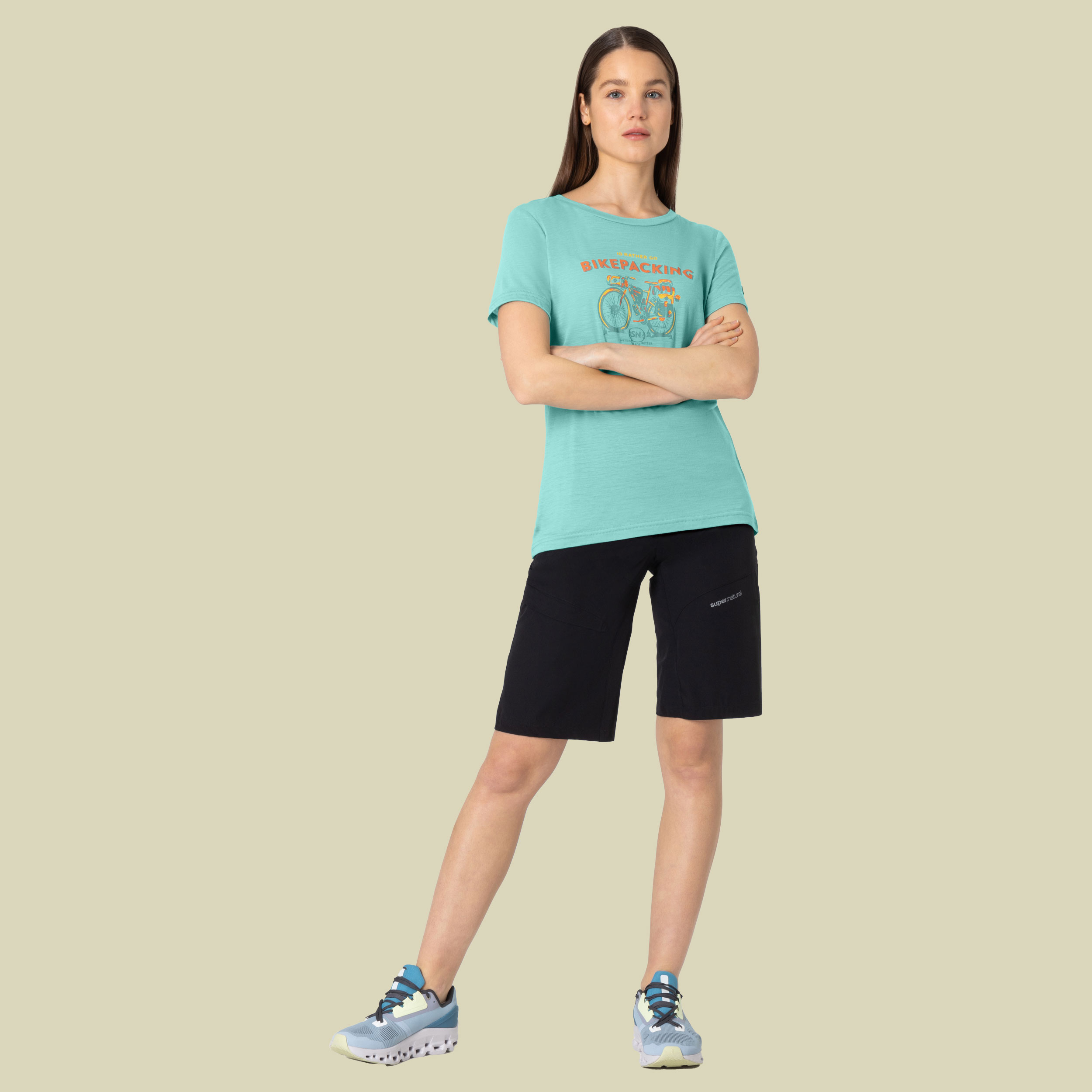 Bikepacking Tee Women Größe M  Farbe wasabi/various