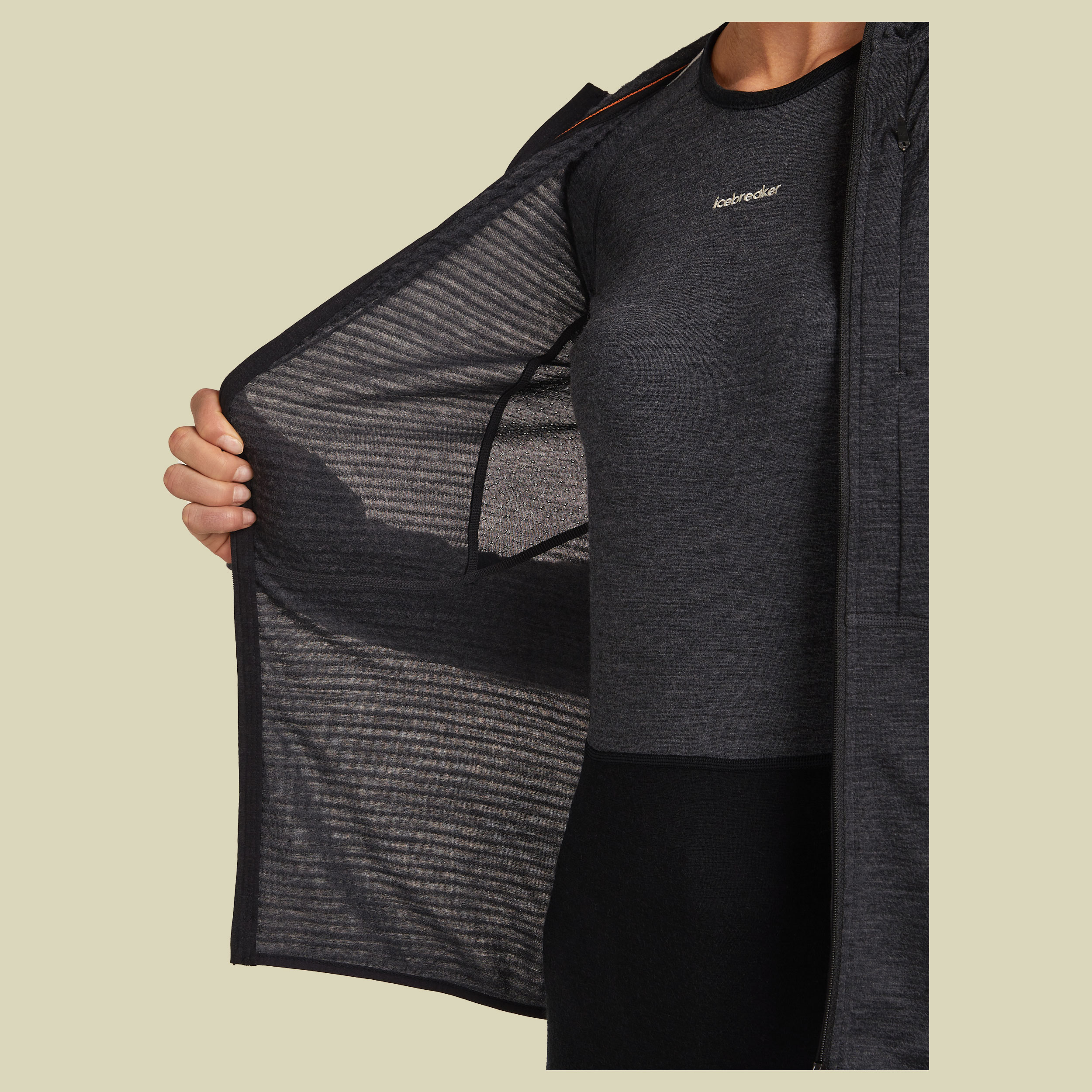 Merino 200 Realfleece Descender LS Zip Hoodie Women XL grau - jet heather/black/cb