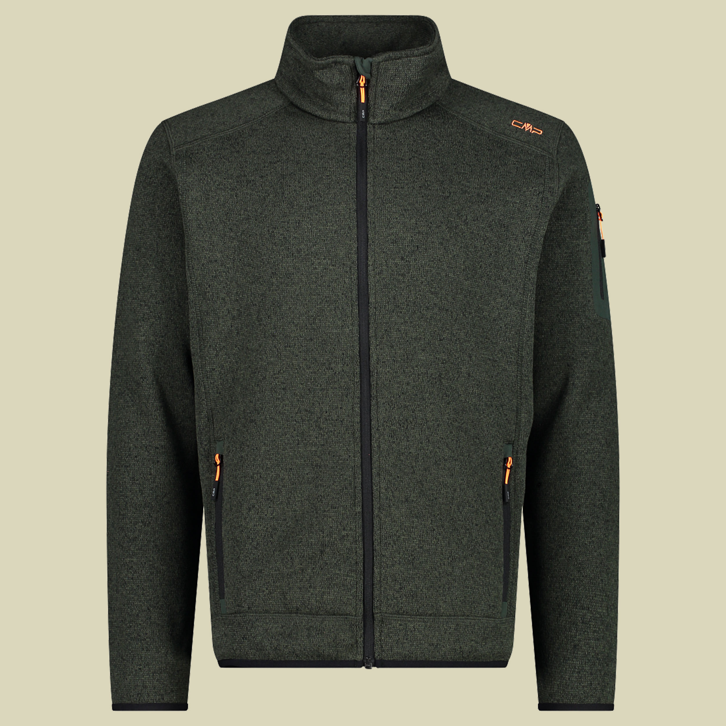 Man Knitted Fleece Jacket CMP 3H60747N Größe 50 Farbe 00FM oil green-nero