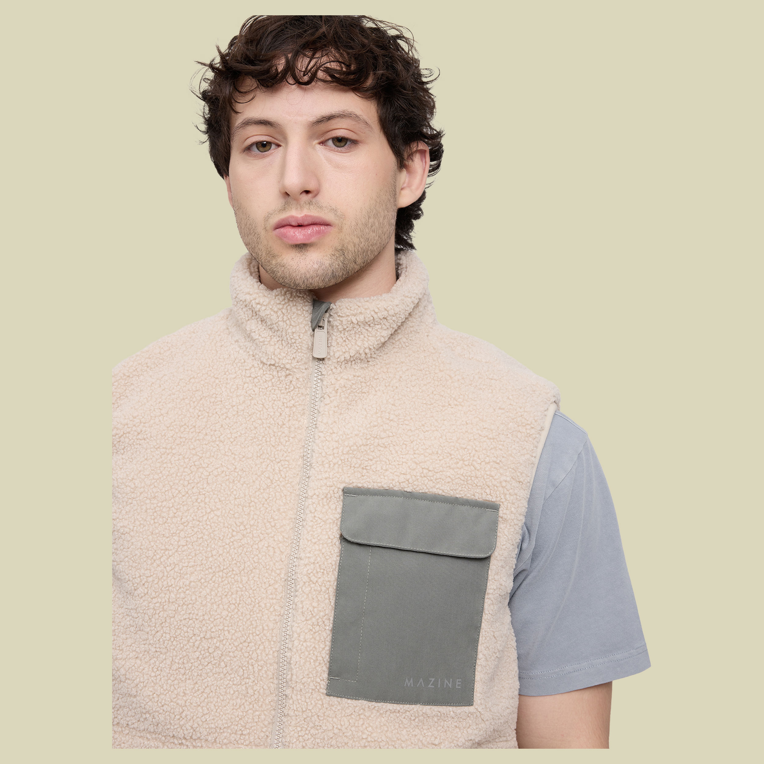 Padded Teddy-Fleece Vest Men XXL beige - natural/light bottle