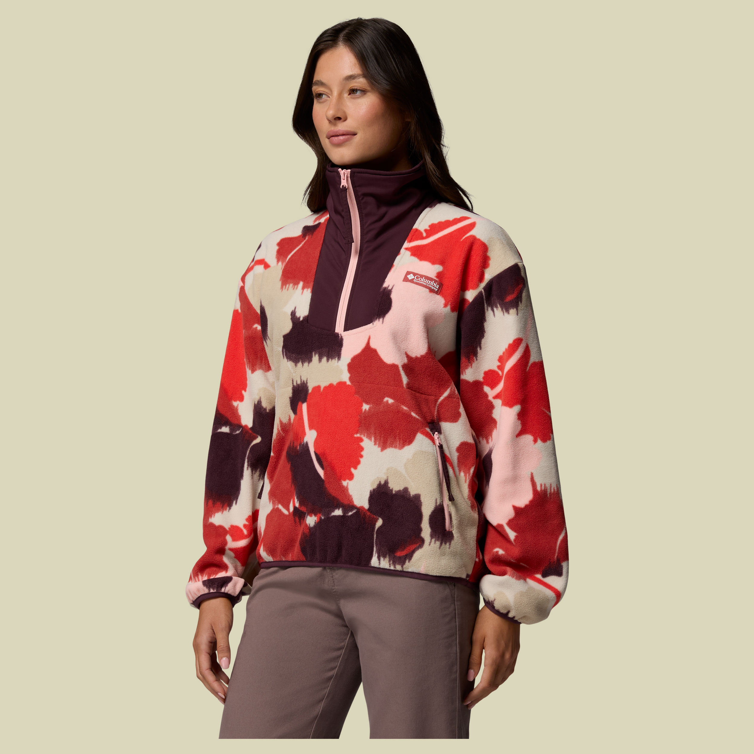 Sequoia Grove Printed Half Zip Women XS mehrfarbig rot - washed red, ikatbloom
