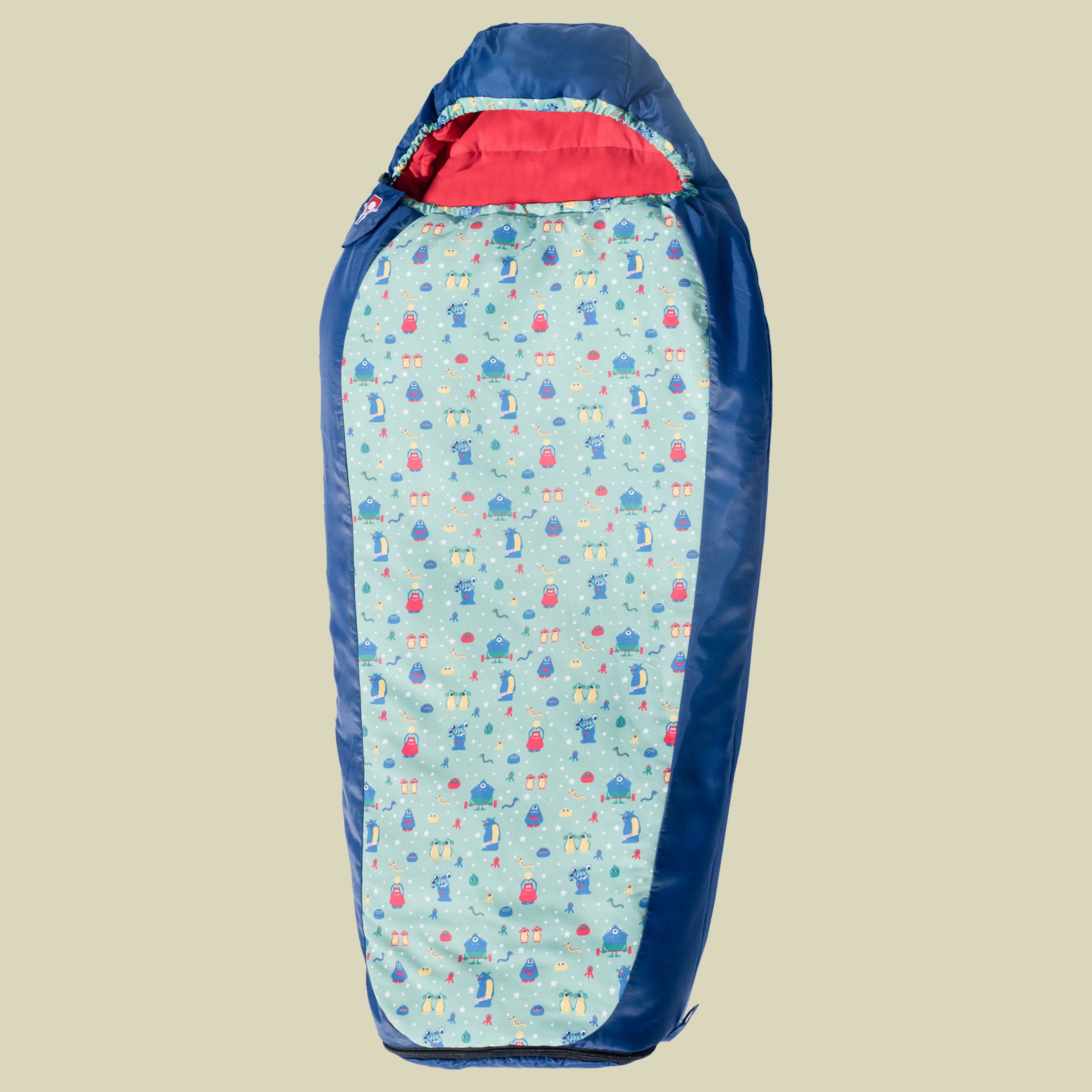 Kids Grow Funny Monster bis Körpergröße Schlafsack 155 cm  Farbe blau, Reißverschluss Schlafsack links