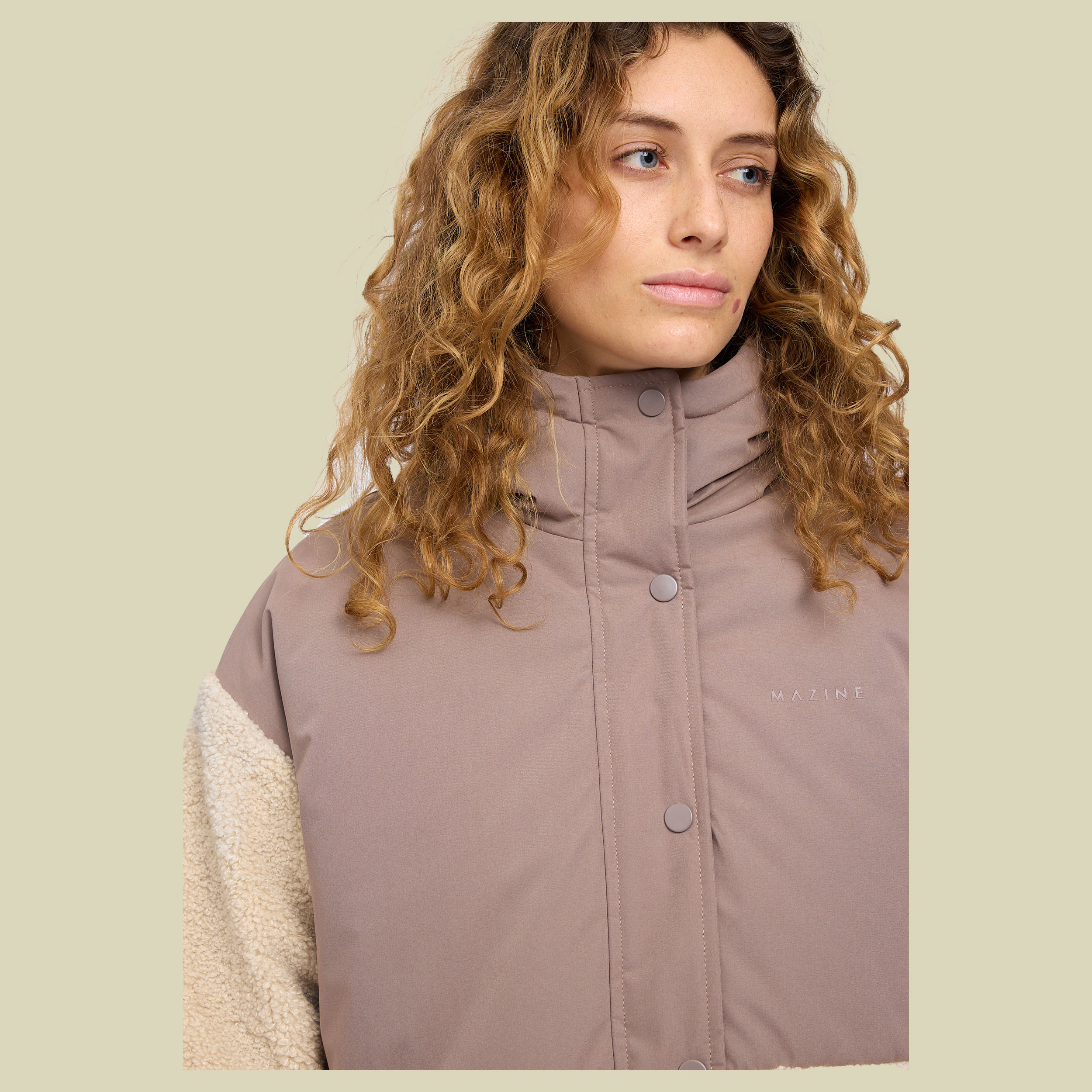 Fabric Blocking Jacket Women S braun - Farbe grey brown/natural