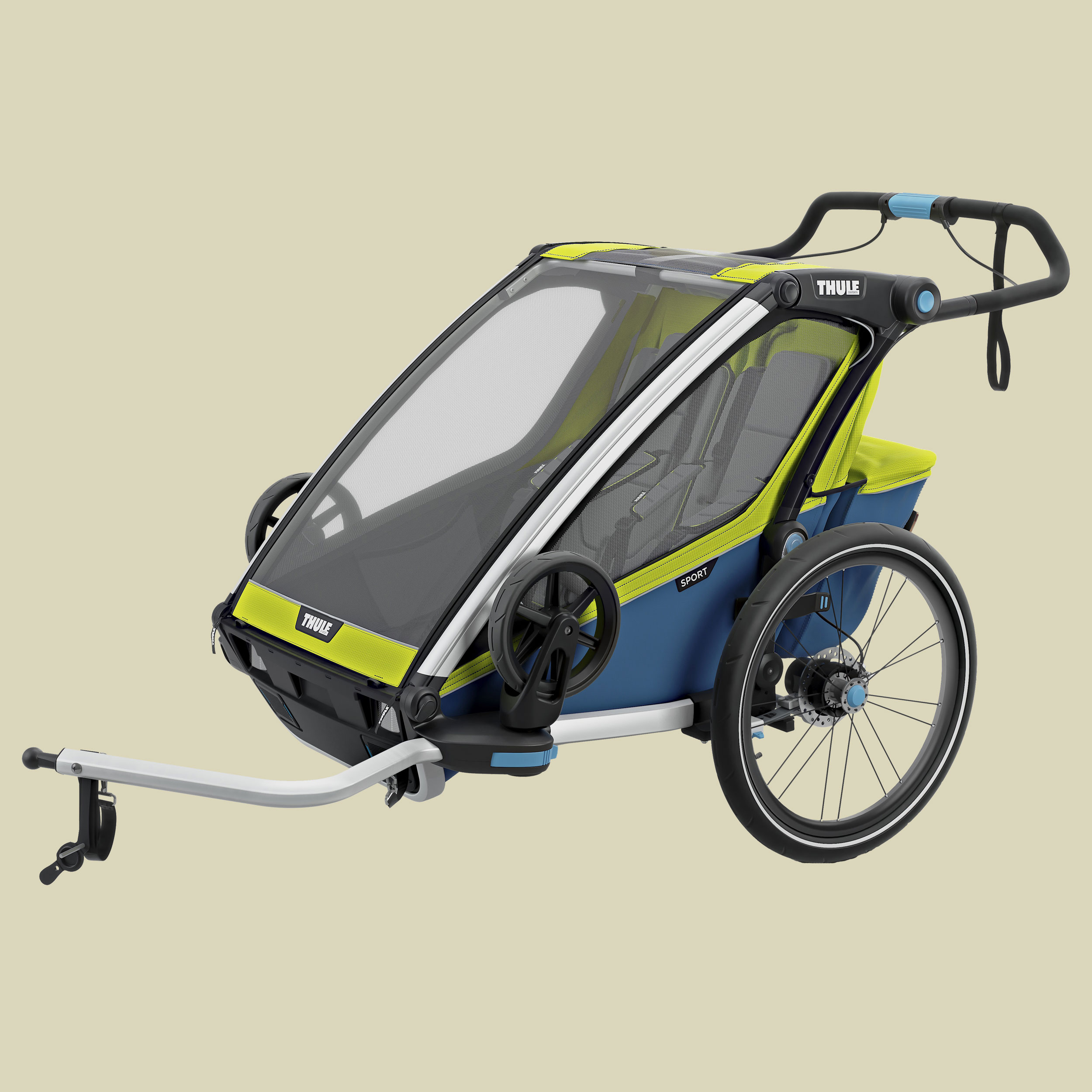 Chariot Sport 2 mit StVZO-Beleuchtung Farbe chartreuse/mykonos