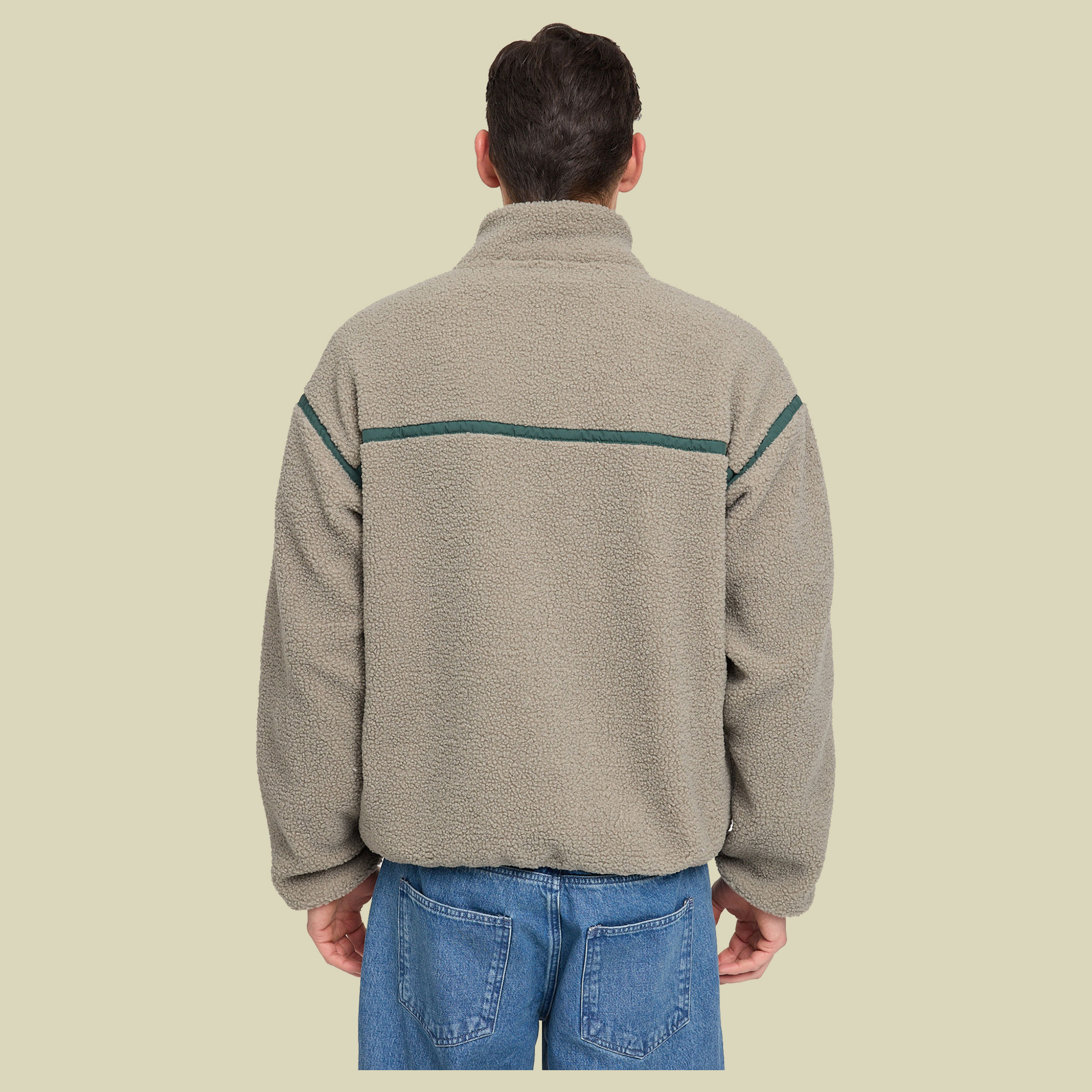 Contrast Tape Teddy-Fleece Jacket Men XL grün - eucalyptus