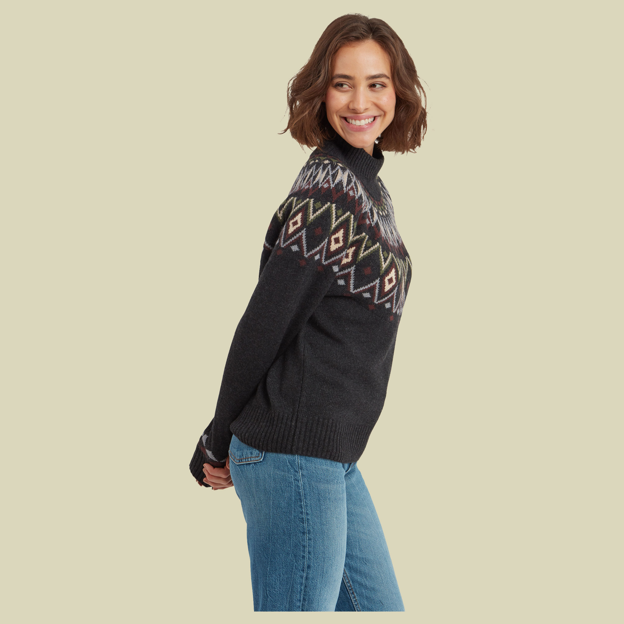 Indu Mock Neck Sweater Women S schwarz - Farbe black
