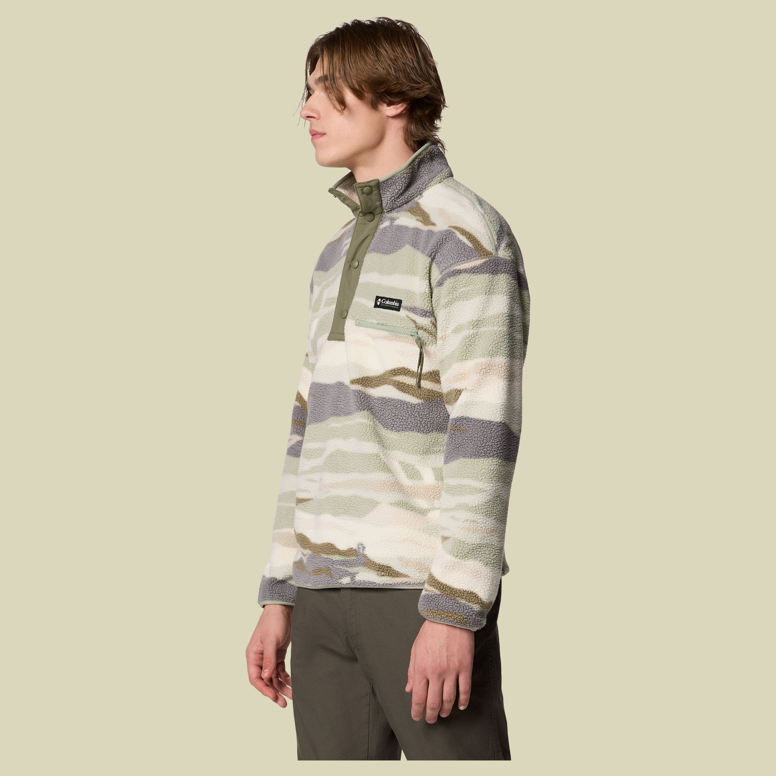 Helvetia II Printed Half Snap Fleece Men L grün - safari rouge valley