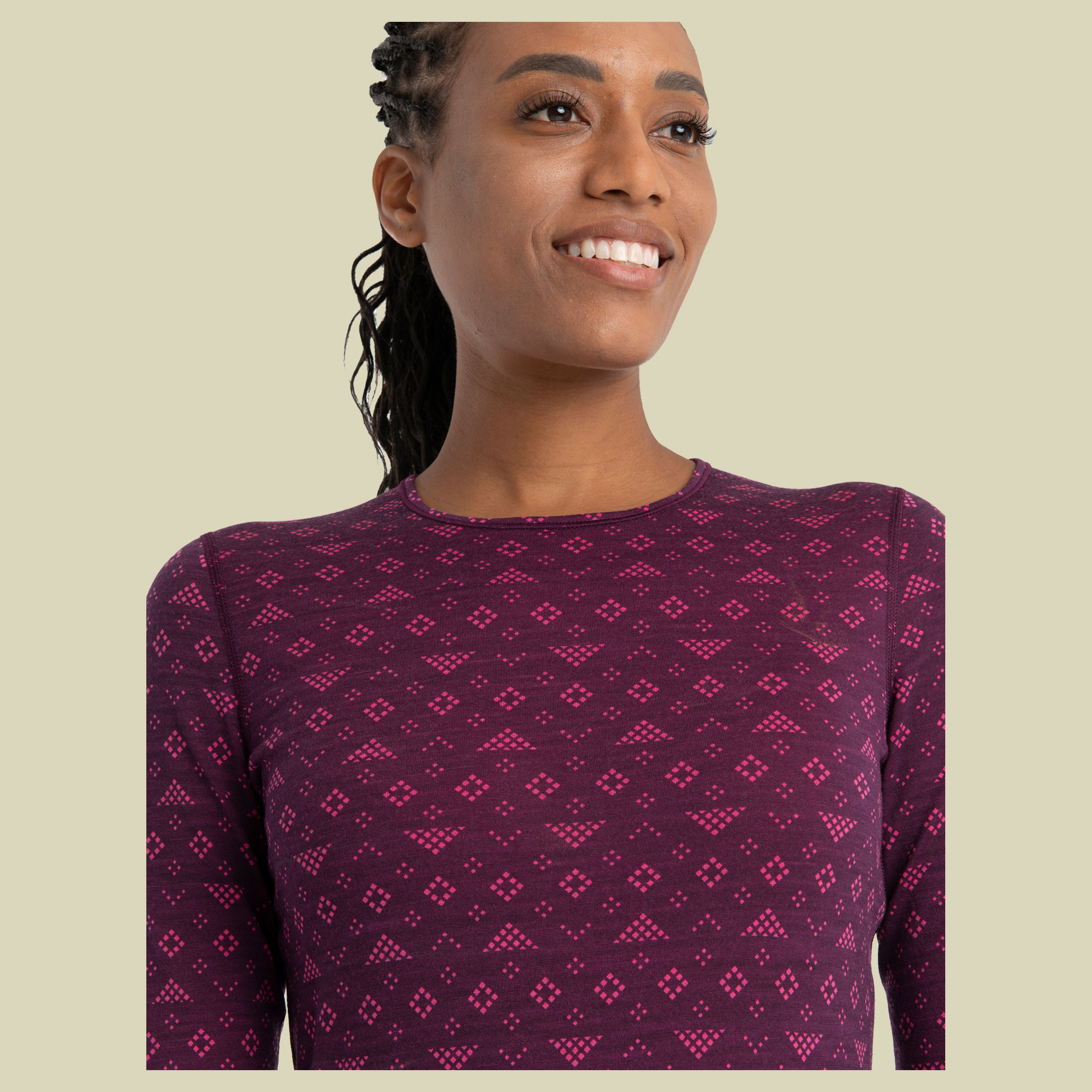 Merino 200 Oasis LS Crewe First Snow Women Größe M  Farbe nightshade/tempo/aop