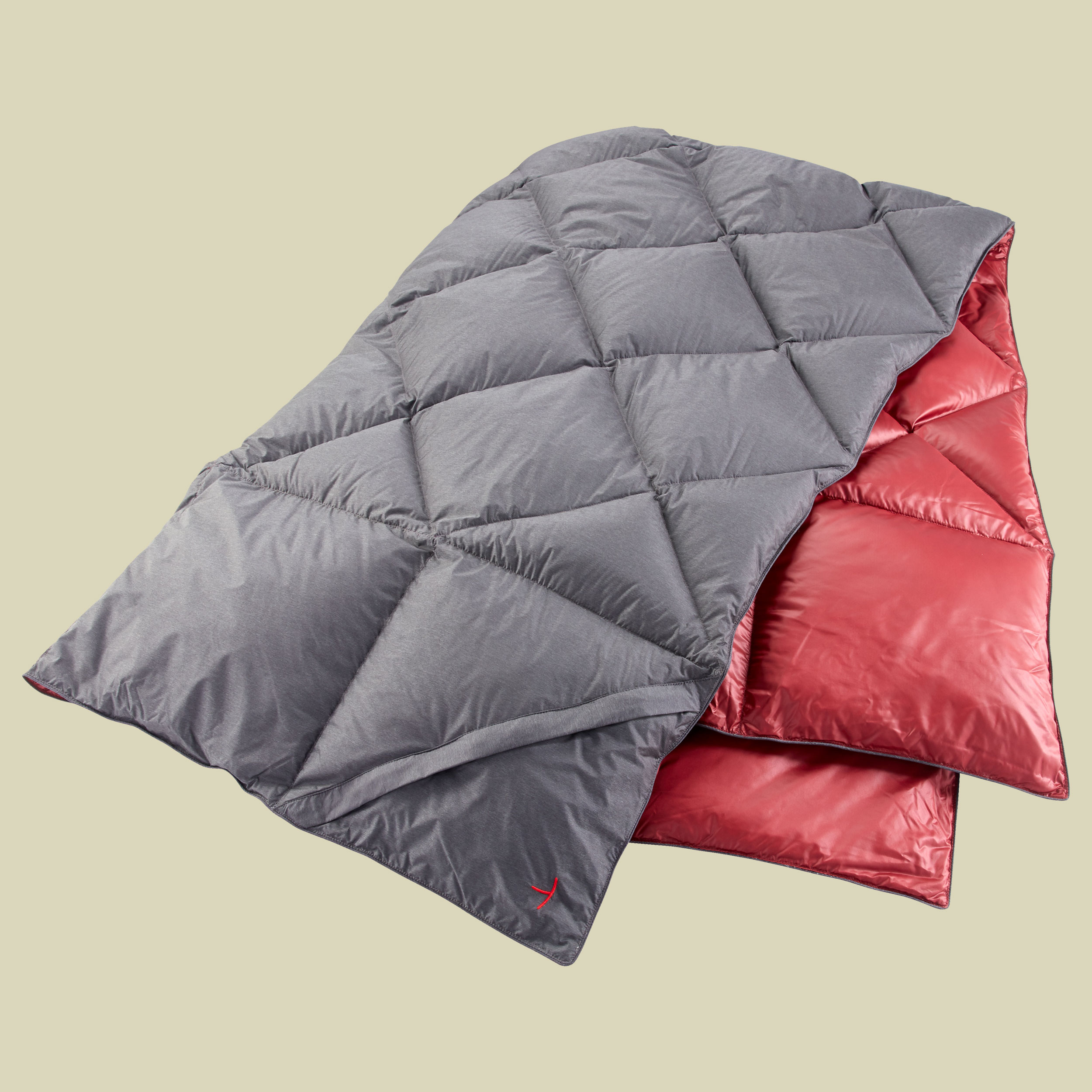 KIBY Packable Down Travel Blanket Größe 200 x 140 cm Farbe coal grey/cranberry red