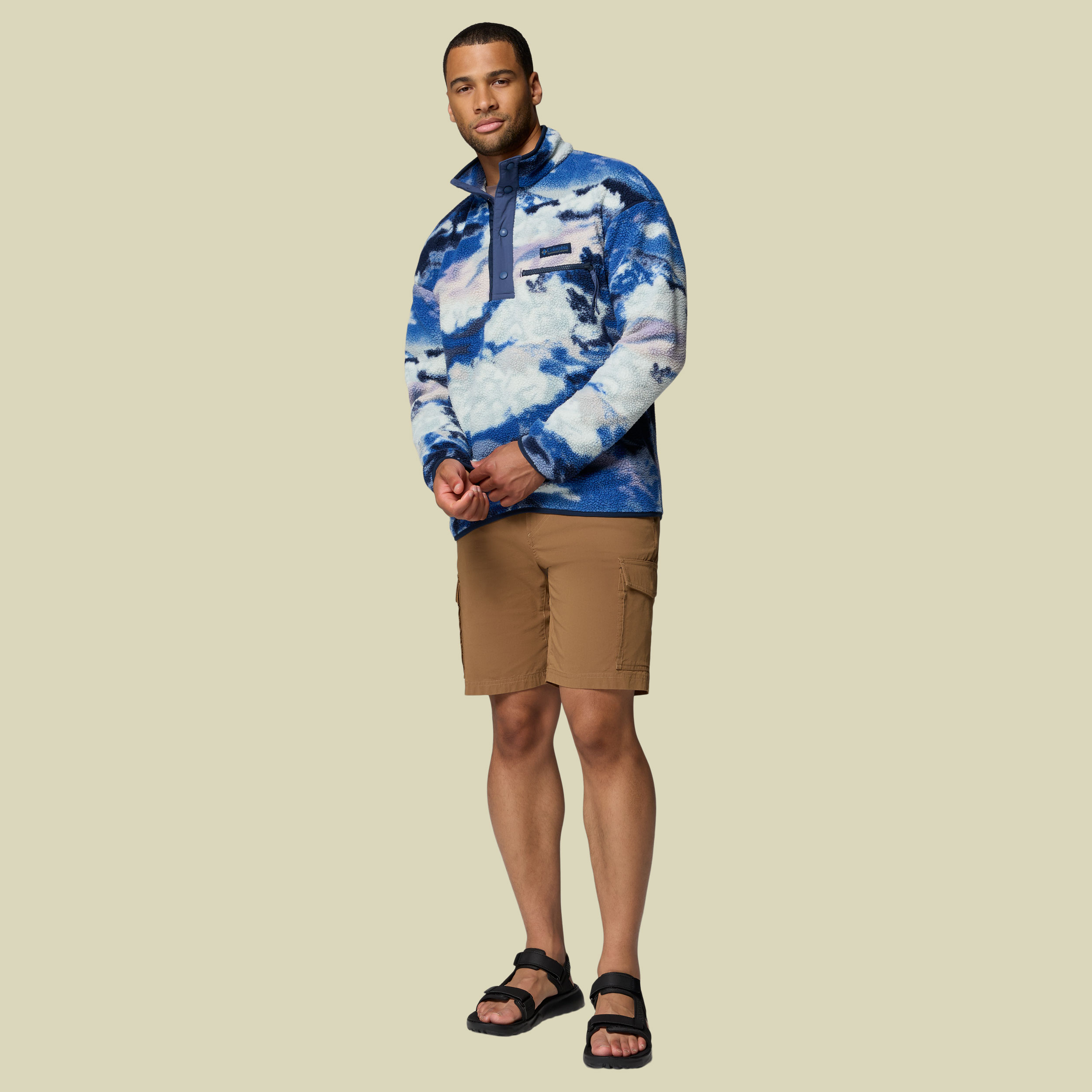 Helvetia II Printed Half Snap Fleece Men S mehrfarbig blau I - collegiate navy,dreaming