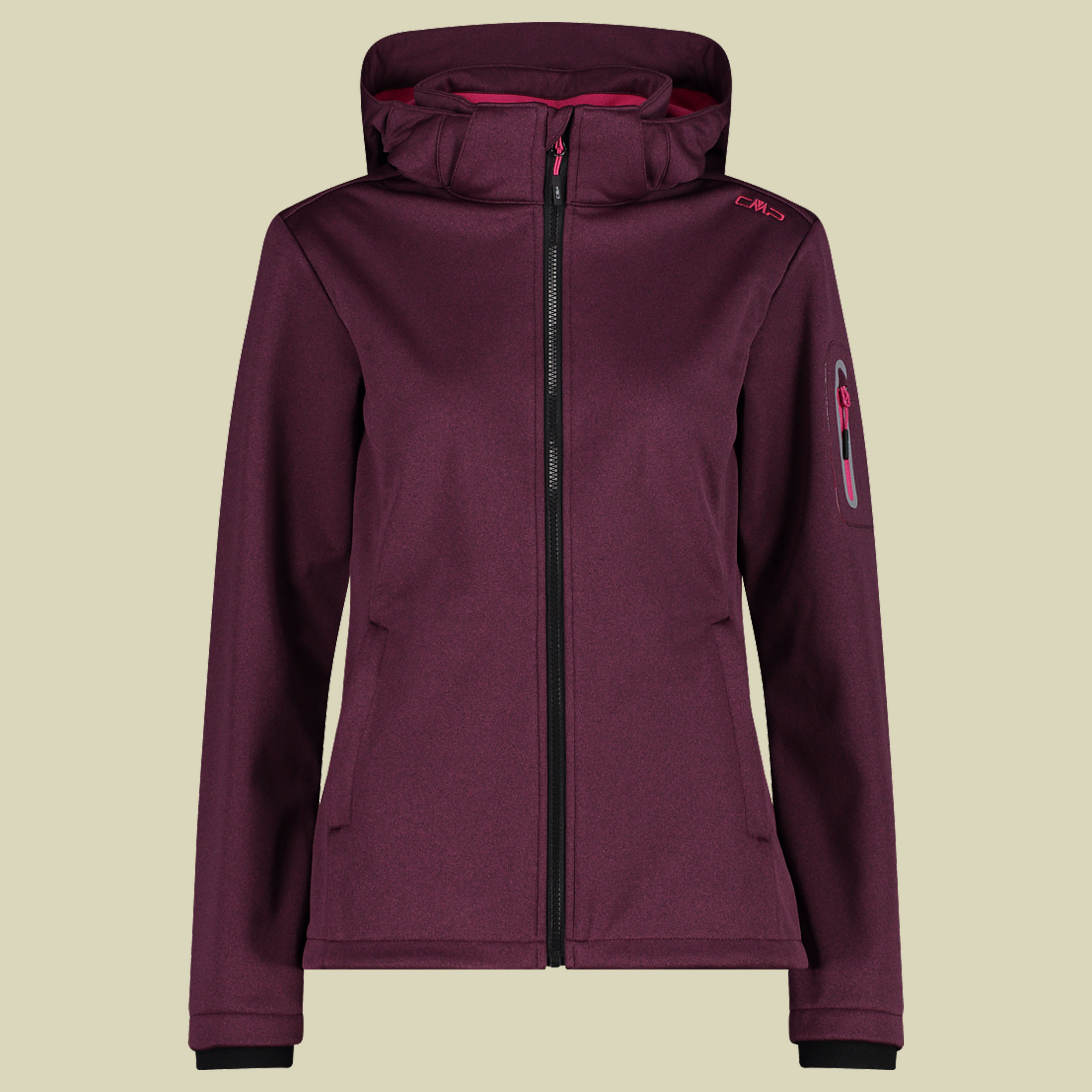 Woman Jacket Zip Hood Melange Softshell 39A5006M Größe 38 Farbe 11CM amaranto mel-fuchsia