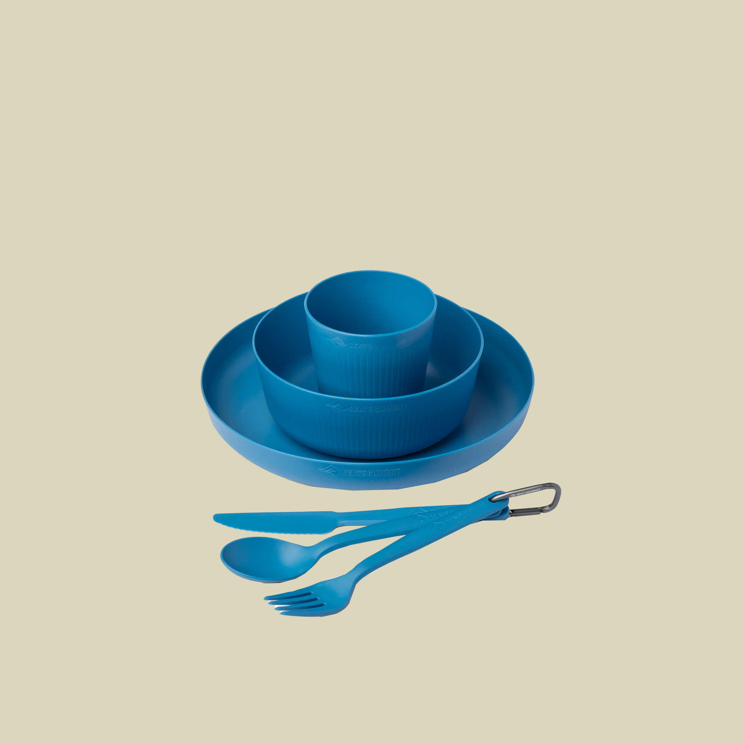 Camp Dinnerware Set w/Mesh Sack (6-teilig) blau