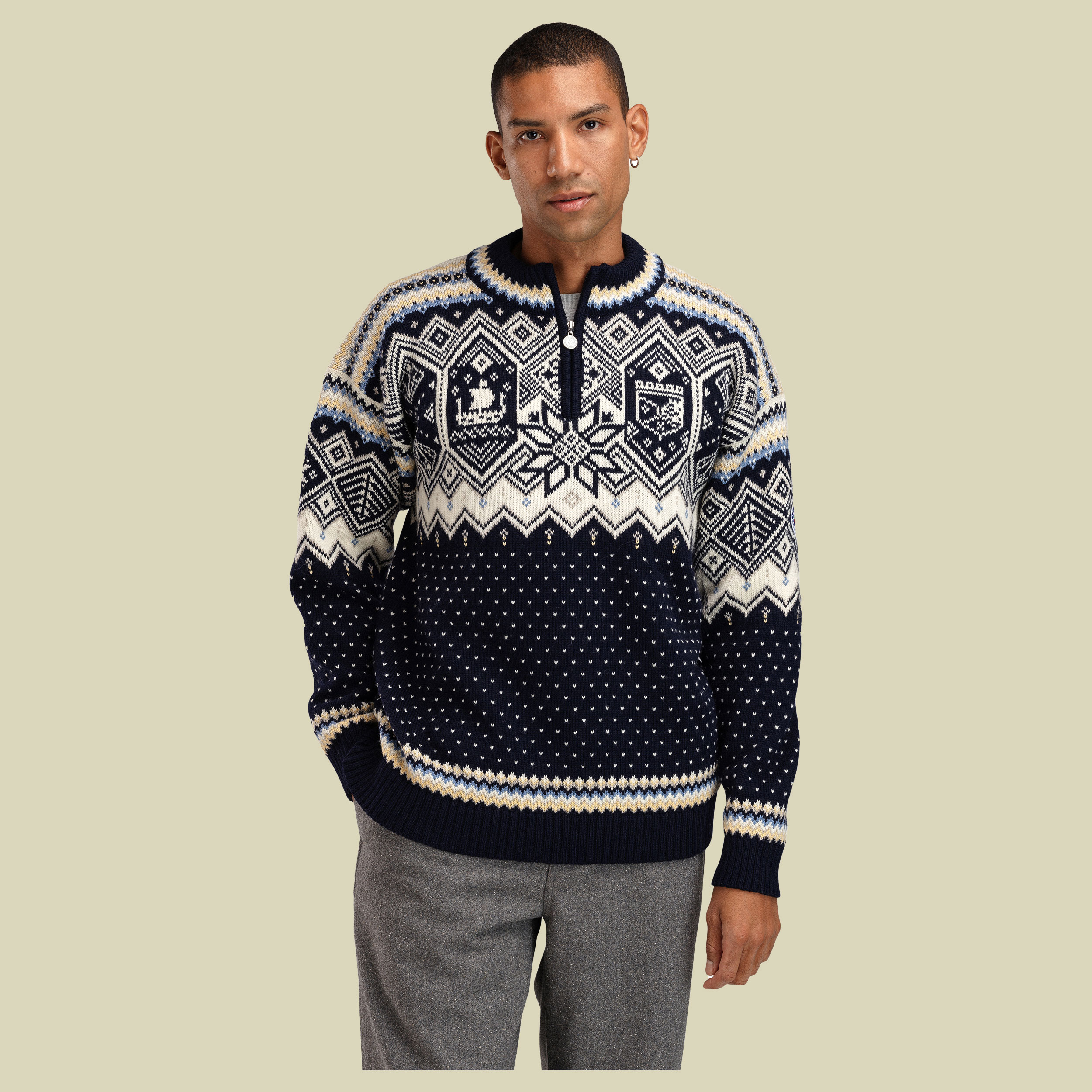 Trondheim Sweater Men XL blau - navy/off white/sand mel