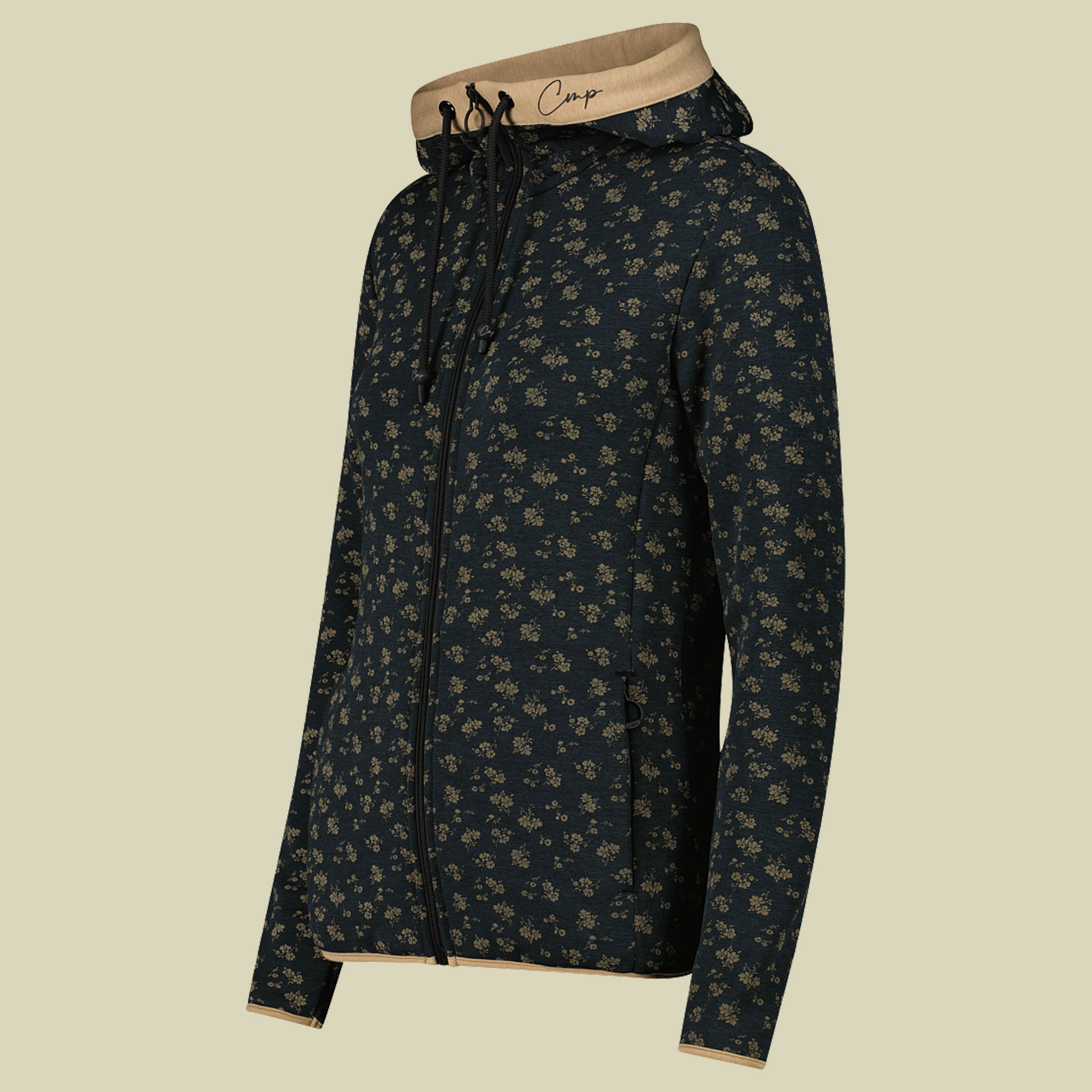 Woman Jacket Fix Hood Printed Stretch Performance 44 mehrfarbig - Farbe nero melange cookie