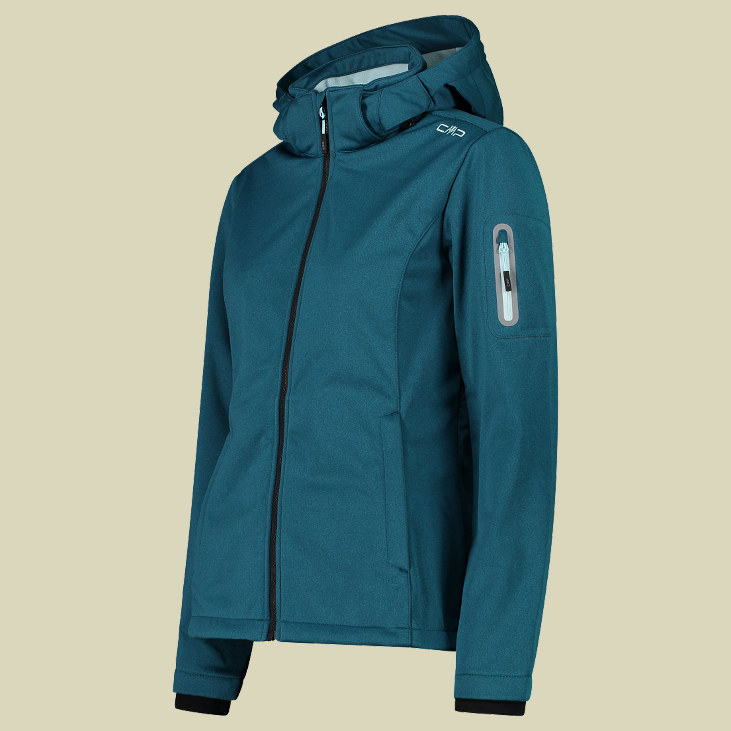 Woman Jacket Zip Hood Melange Softshell 39A5006M türkis 42 - Farbe teal melange