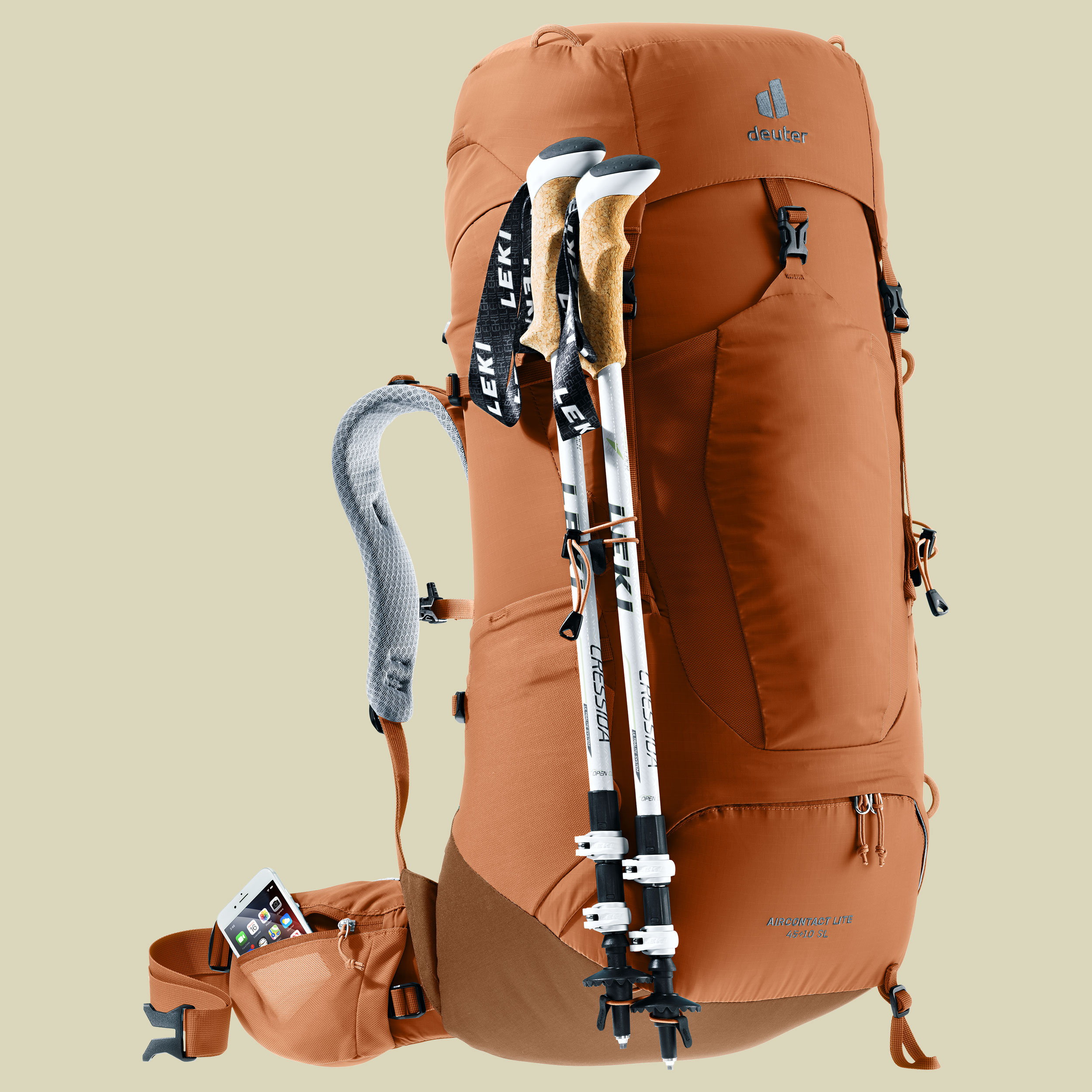 Aircontact Lite 45 + 10 SL Women orange 45 L + 10 L - pecan-mocha