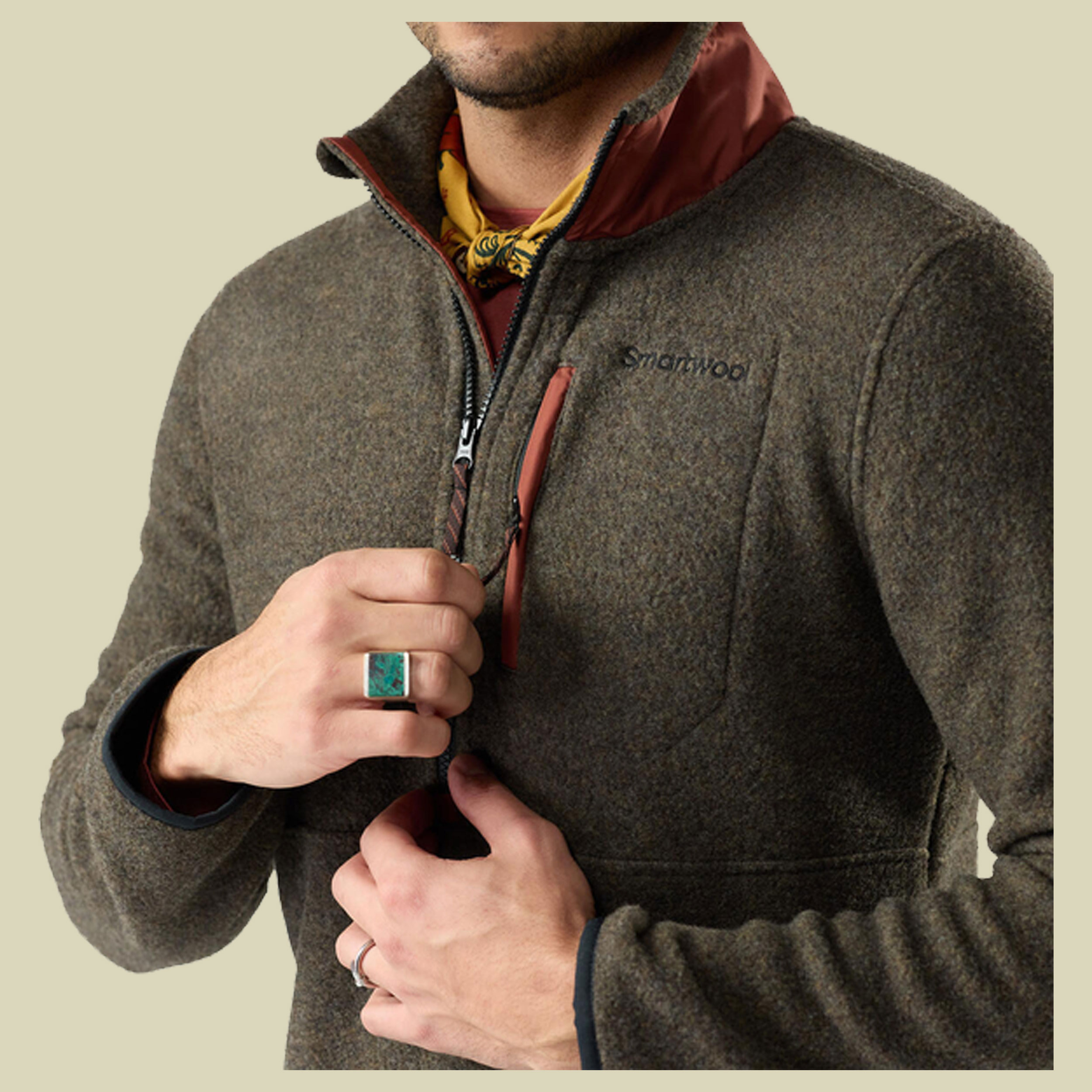Second Cut Fleece 1/2 Zip Men XXL grau1 - burnt siena