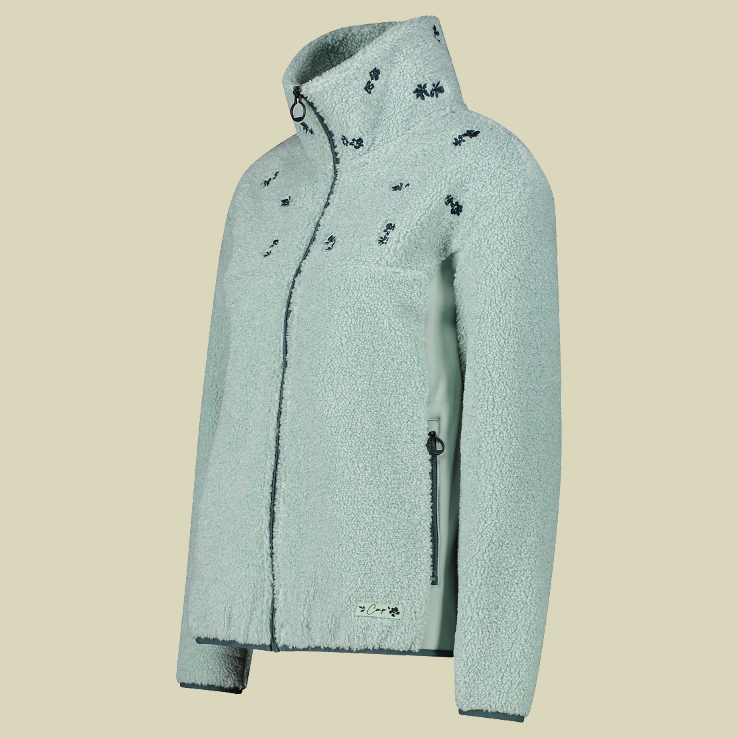 Woman Jacket Teddy Fur 44 grün - Farbe jade melange