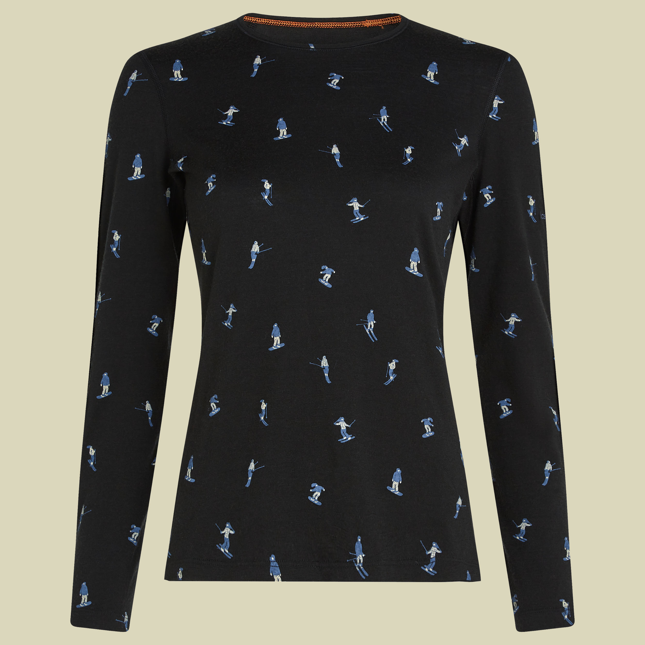 Merino 200 Oasis LS Crewe Ski Day Women L schwarz - black/AOP