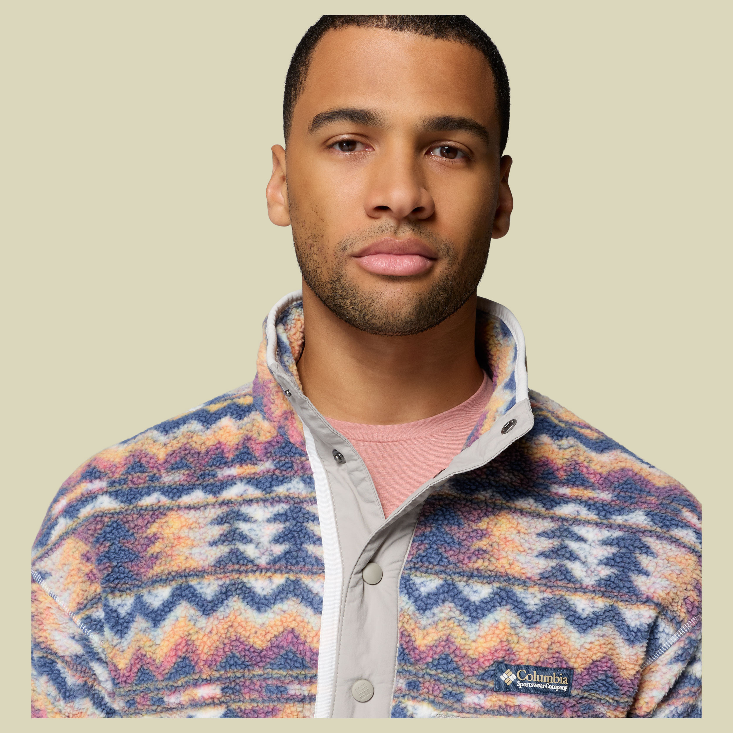 Helvetia II Printed Half Snap Fleece Men S mehrfarbig weiß - sea salt,retrotree