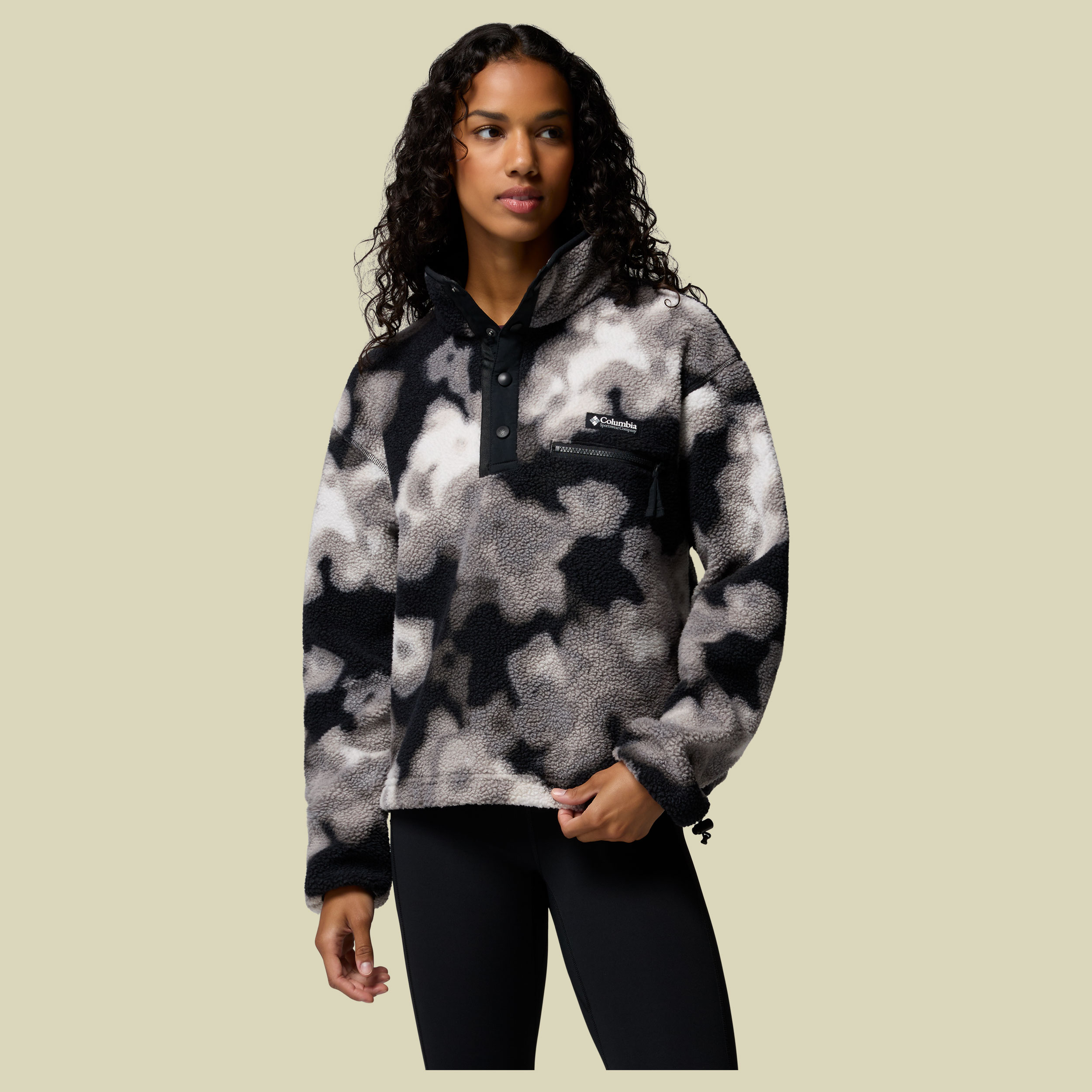 Helvetia II Printed Cropped Half Snap Women XL schwarz - black, dyeflower