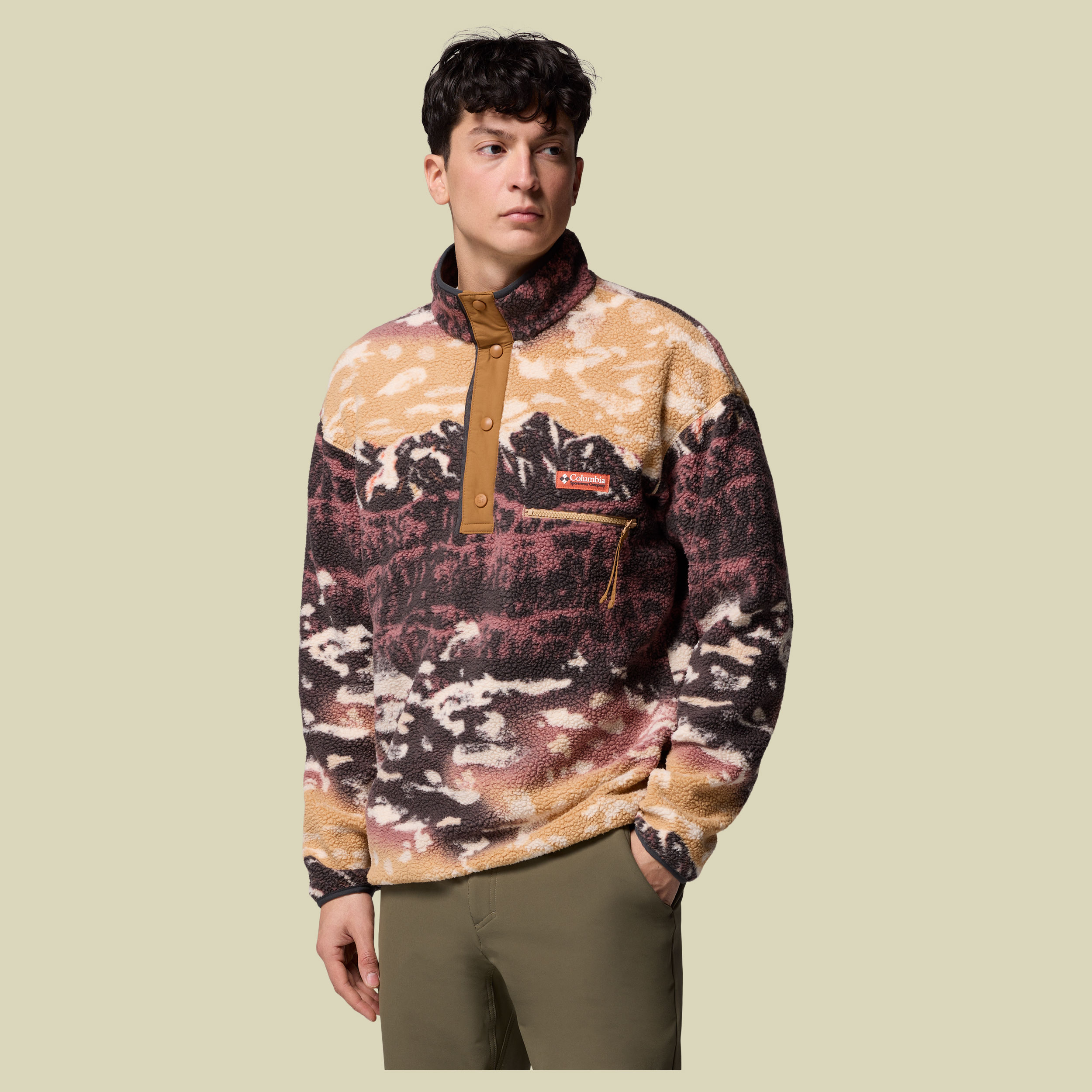 Helvetia II Printed Half Snap Fleece Men XL mehrfarbig hellbraun - Farbe camel brown sisters