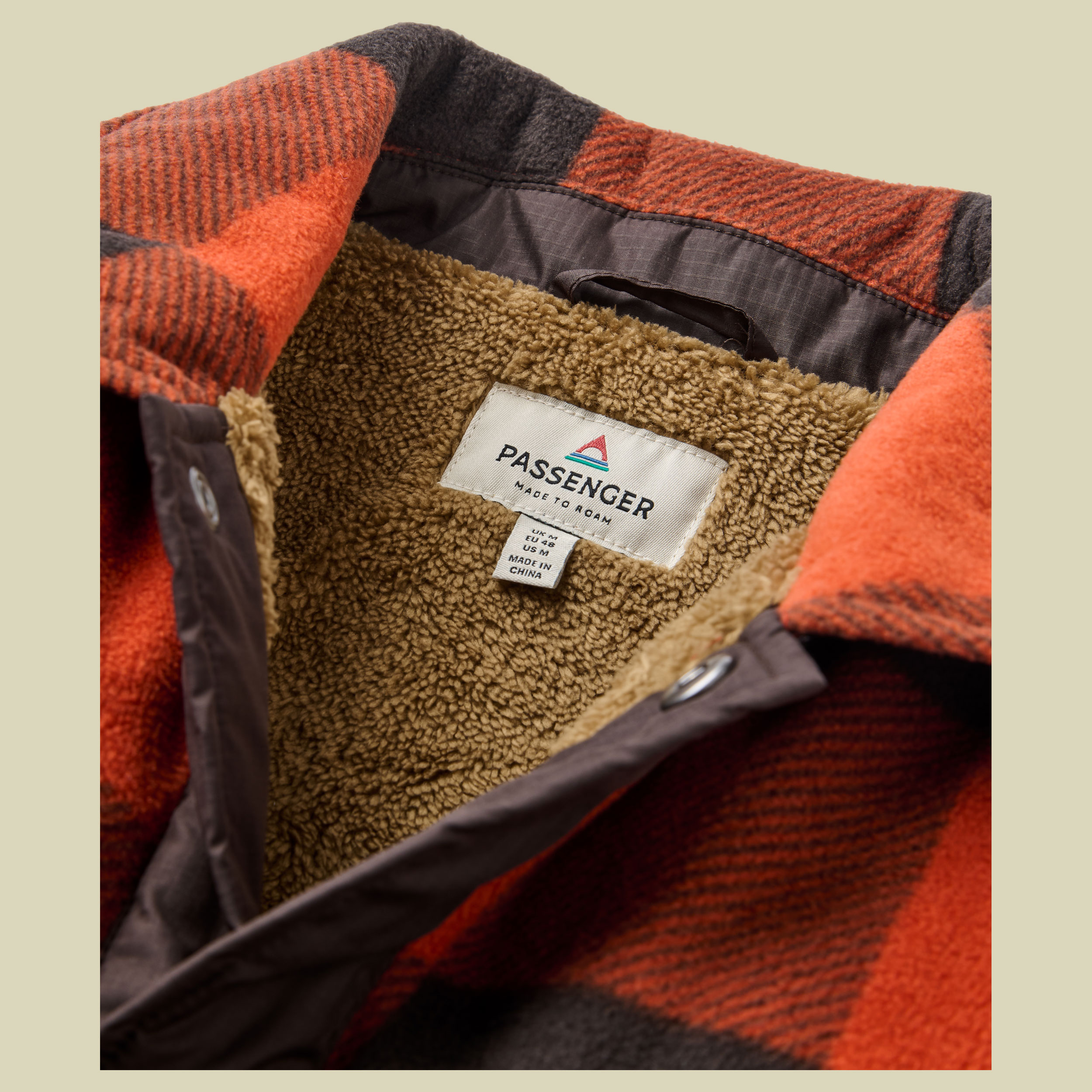 Firelight Sherpa Lined Overshirt Men L mehrfarbig - dark rust buffalo check