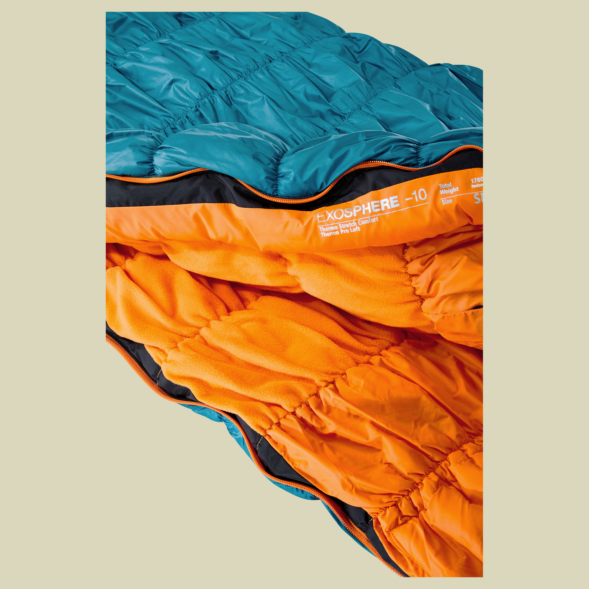 Exosphere -10 Grad SL Women bis Körpergröße 175 cm Farbe petrol-mango, Reißverschluss links