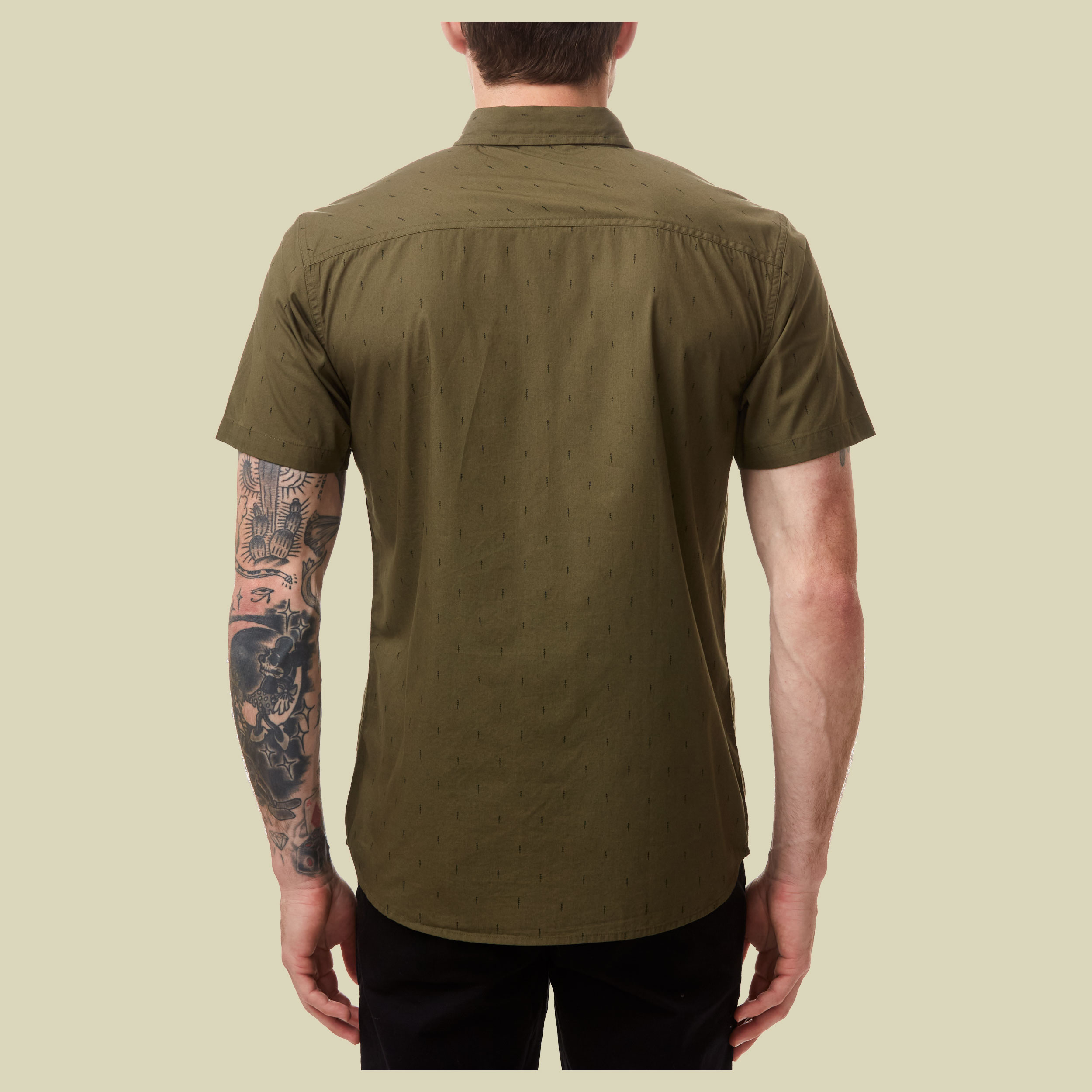 Cotton Short Sleeve Button Up Men Größe M  Farbe olive night small tree