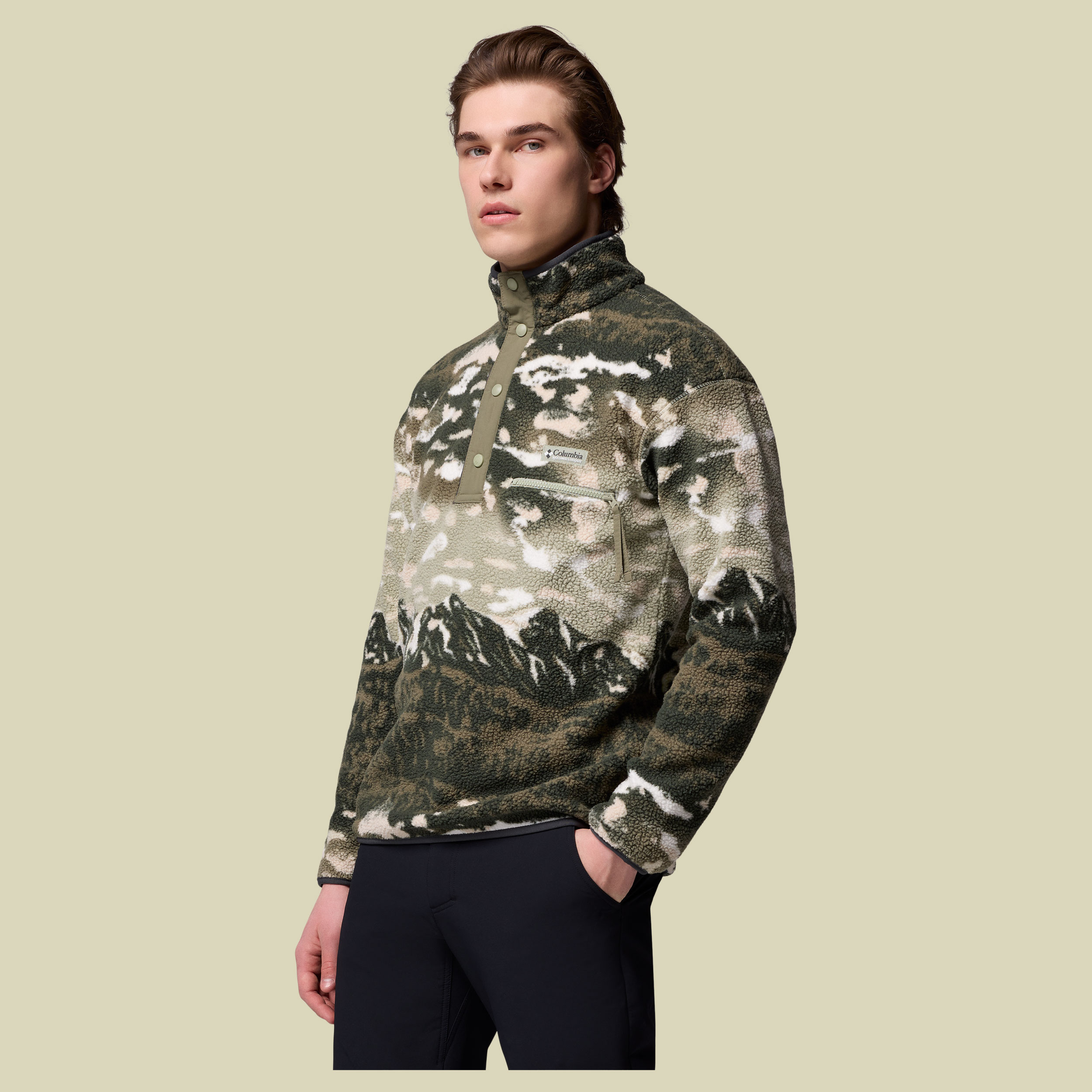 Helvetia II Printed Half Snap Fleece Men XL mehrfarbig dunkelbraun - Farbe safari sisters