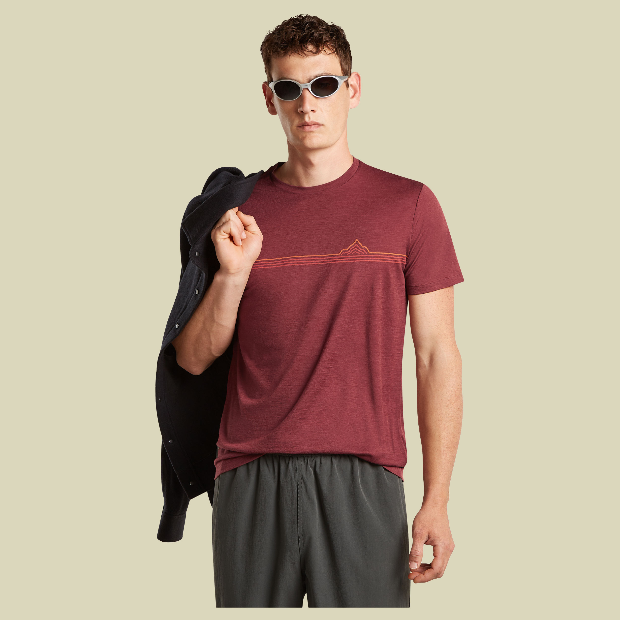 Merino 150 Tech Lite SS Tee Range Stripes Men XXL rot - port