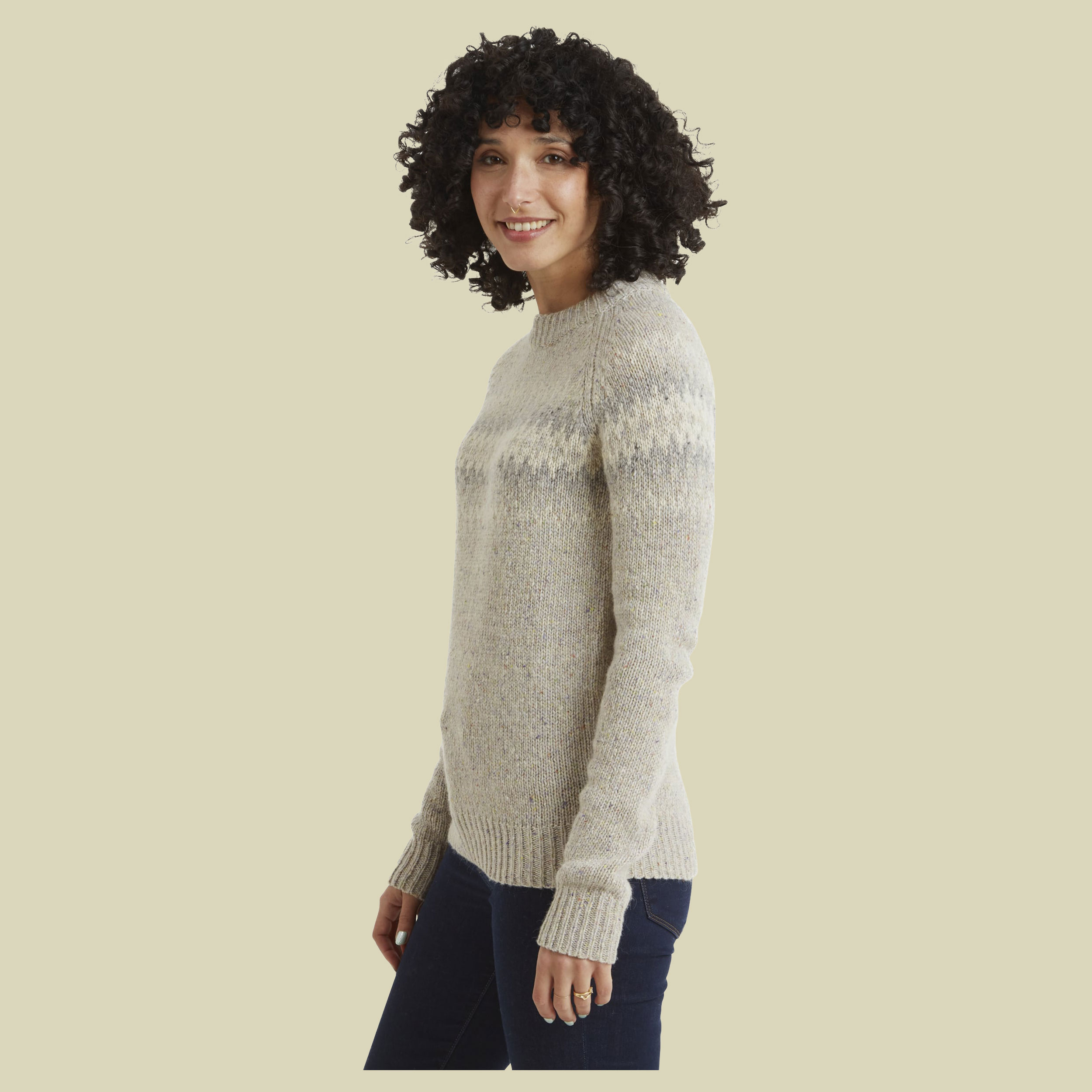 Dumji Crew Sweater Women beige XS - Farbe peetho