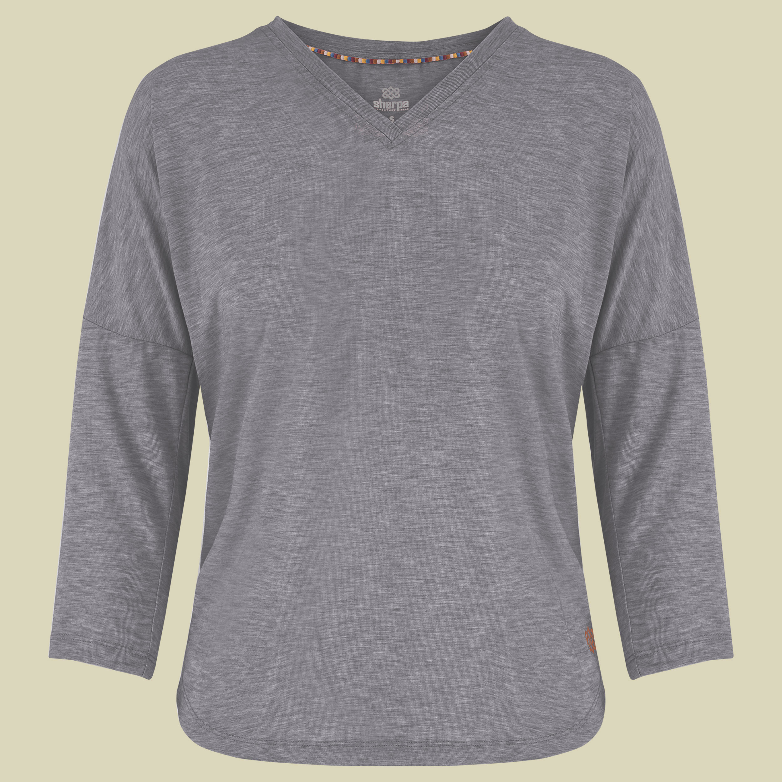 Asha V-Neck 3/4 Sleeve Top Women grau L - kharani grey