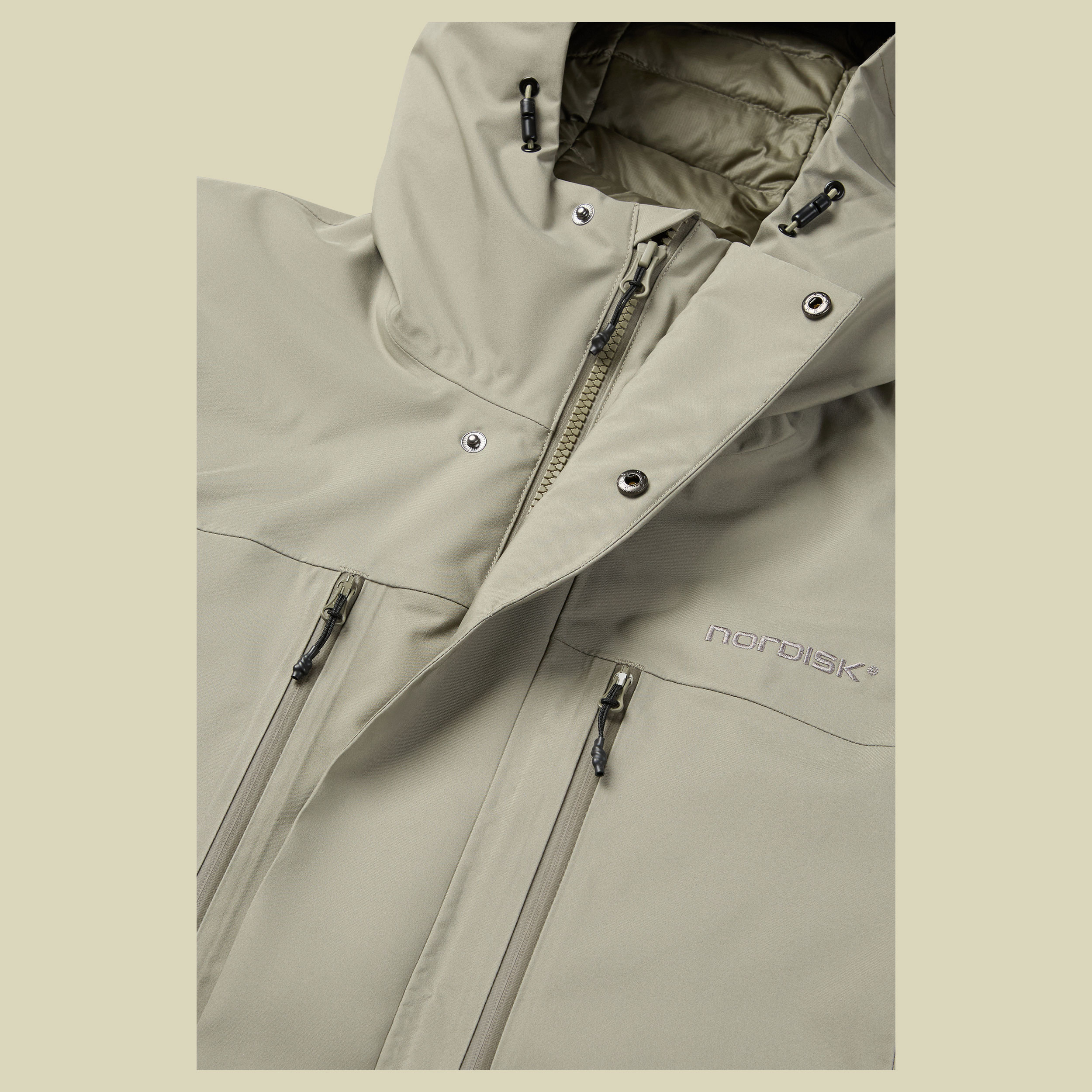 Lauge Harshell Down Jacket Men XL beige - vetiver green