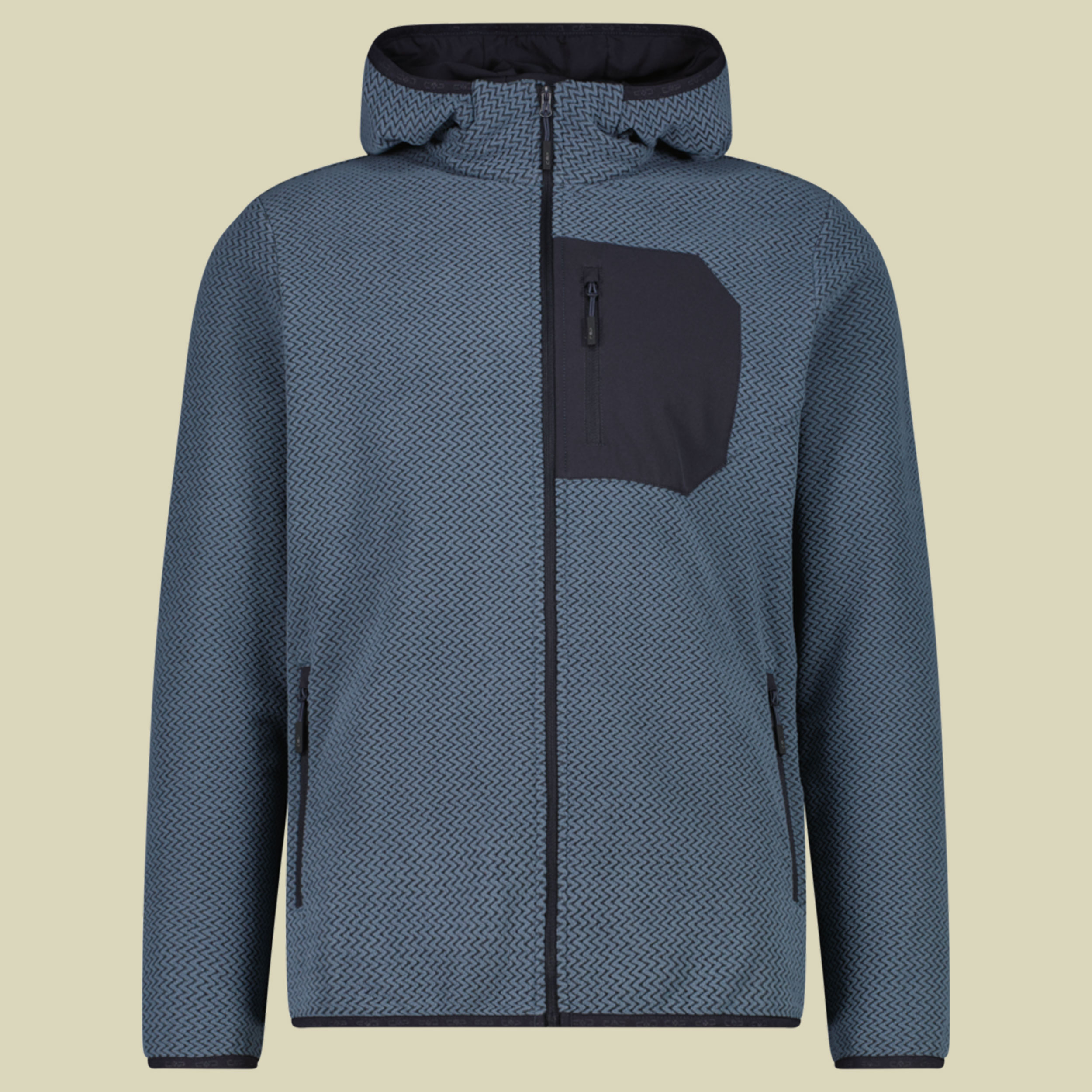 Jacket Fix Hood Knitted Zig Zag Men 36H1307 48 blau - avio