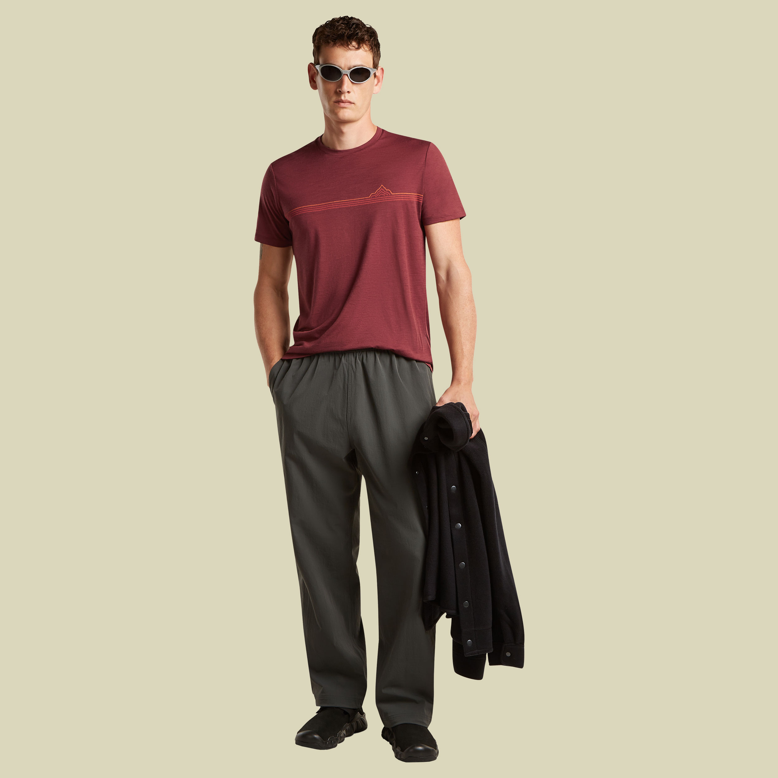 Merino 150 Tech Lite SS Tee Range Stripes Men XXL rot - port