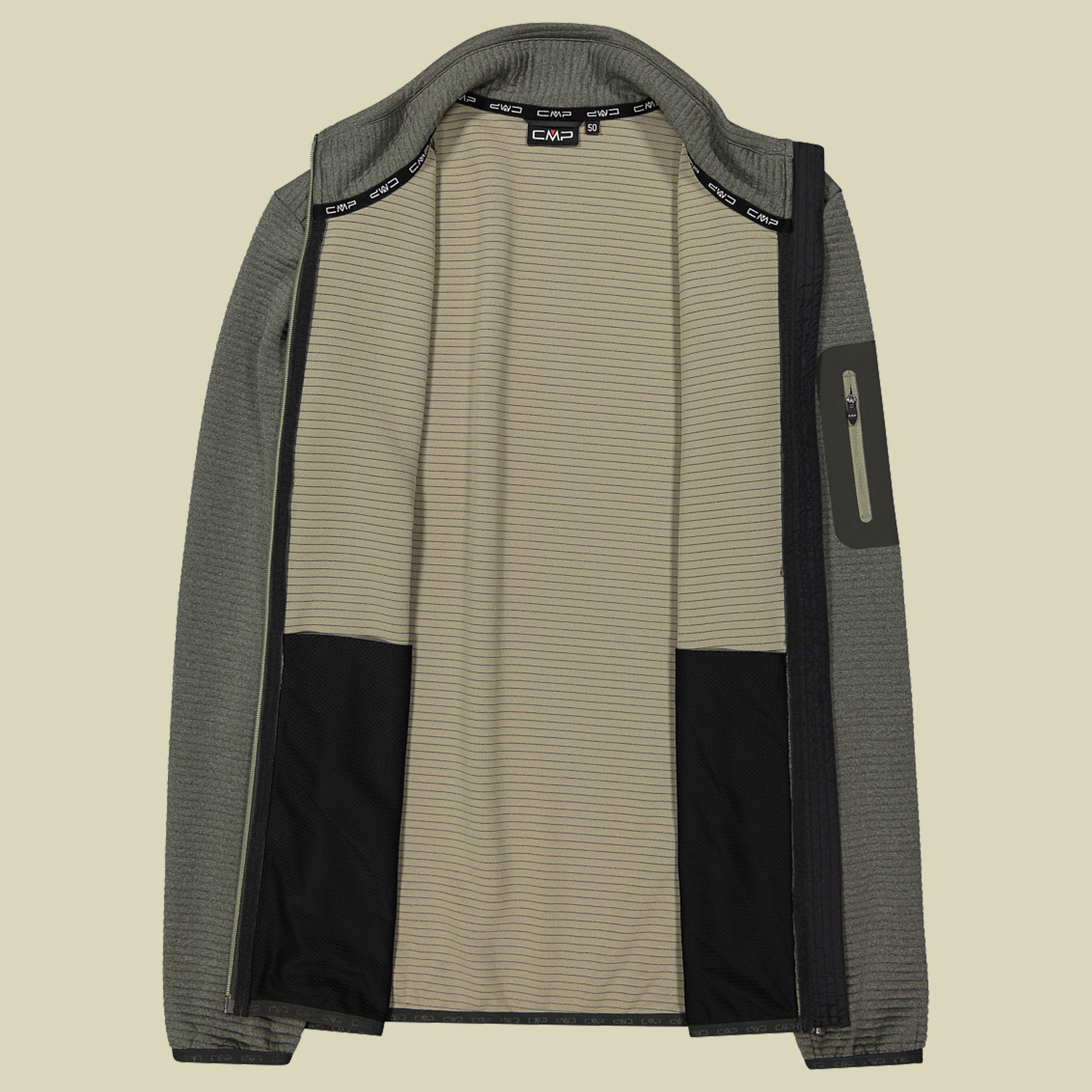Man Jacket Striped Jaquard von CMP 33E6557 grün 50 - Farbe pine melange
