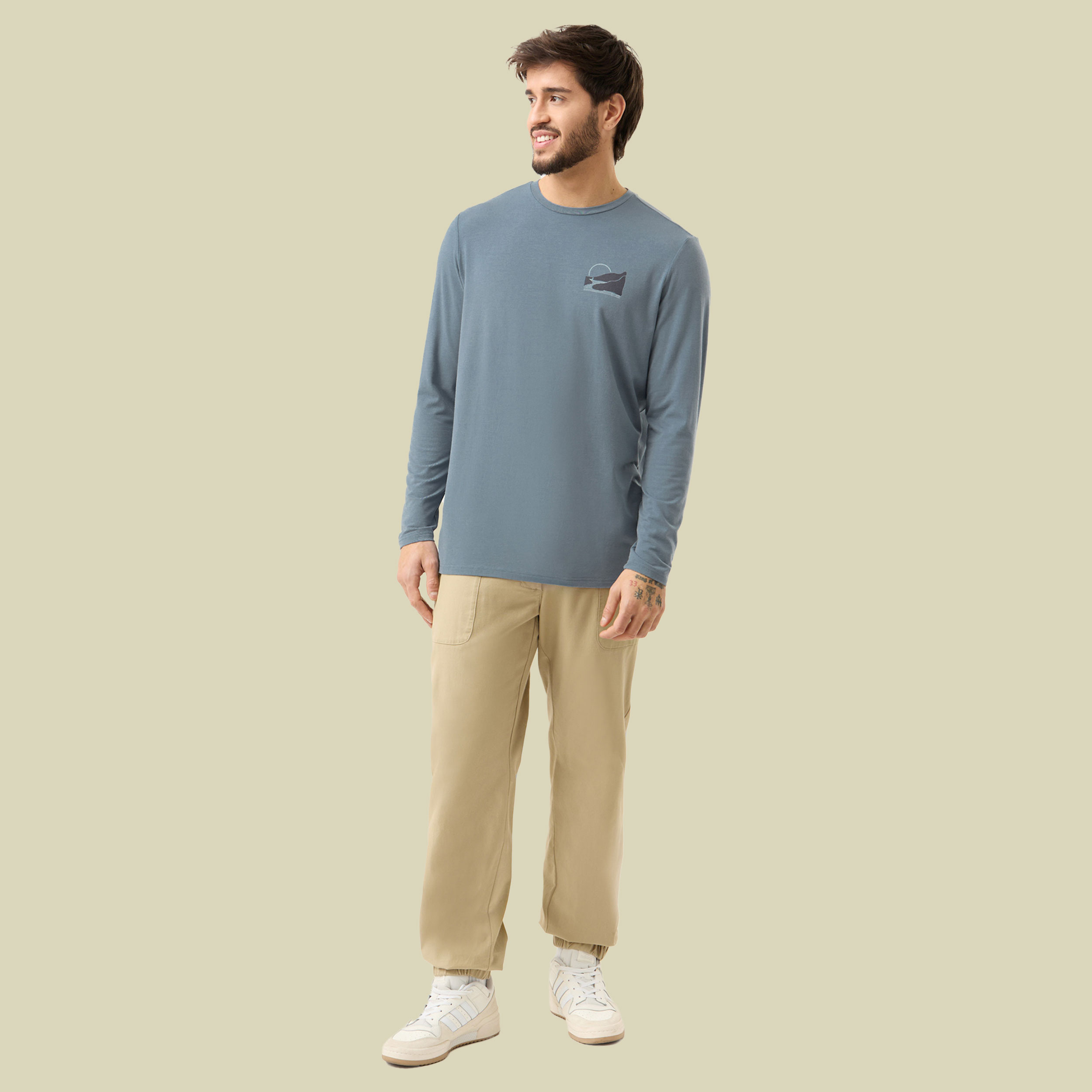 Perris Longsleeve Bamboo Man L blau - blue/light grey