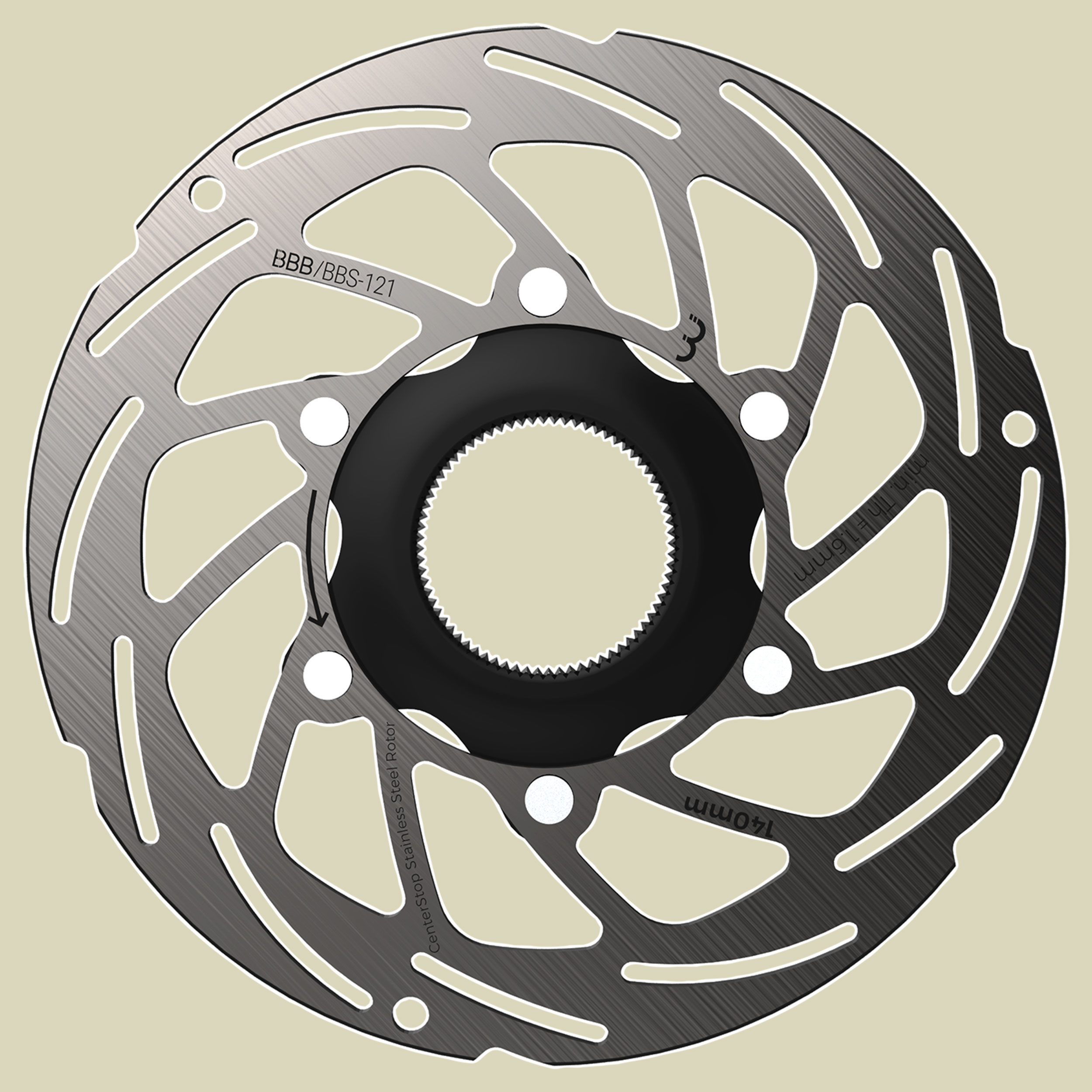 BBS-121 Bremsscheibe CenterStop 140 mm Farbe silber