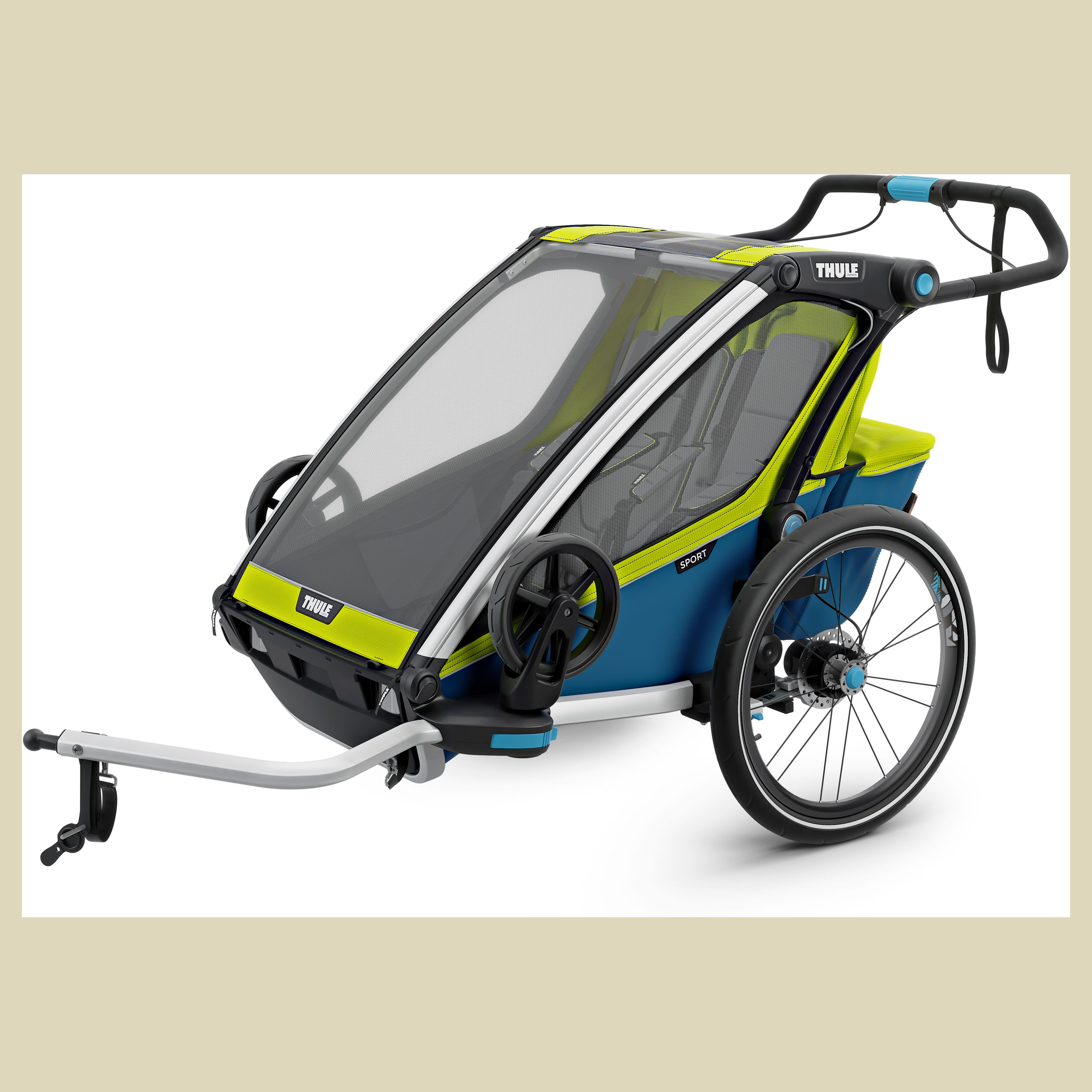 Chariot Sport 2 mit StVZO-Beleuchtung Farbe chartreuse/mykonos